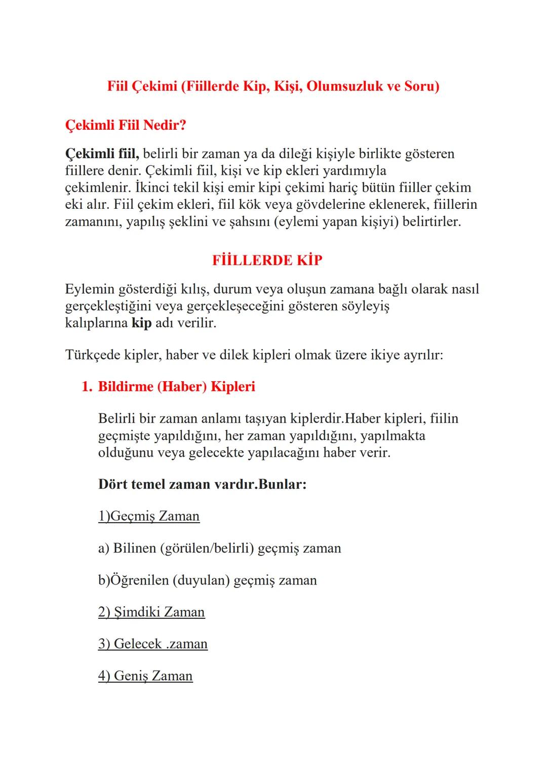 Fiil çekimi(kip kişi)