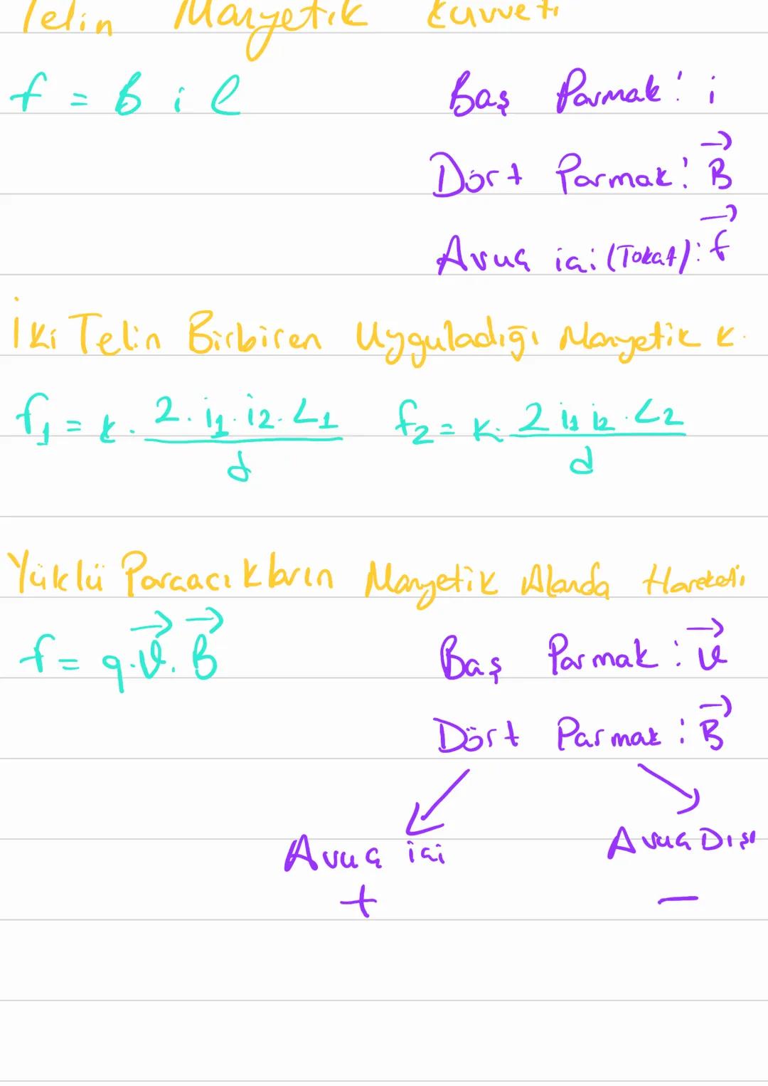 Elektriksel kuvvet
$\vec{F}$= K. $\frac{q_1.q_2}{d^2}$
Elektriksel Alan
$\vec{F}$=q.$\vec{E}$ $\vec{E}$=k$\frac{q}{d^2}$
Elektriksel