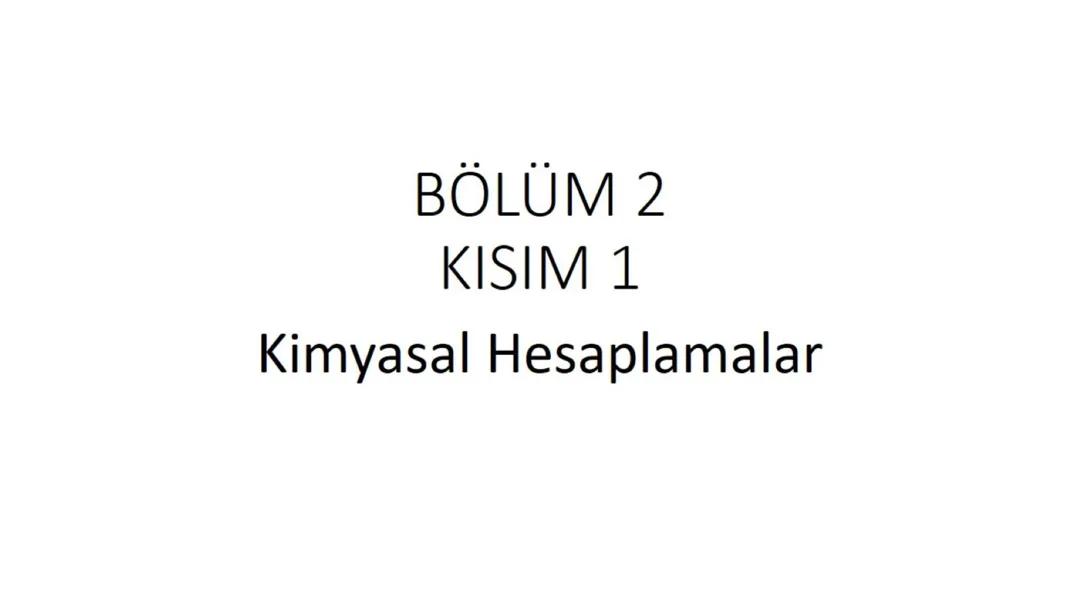 Kimyasal hesaplamalar