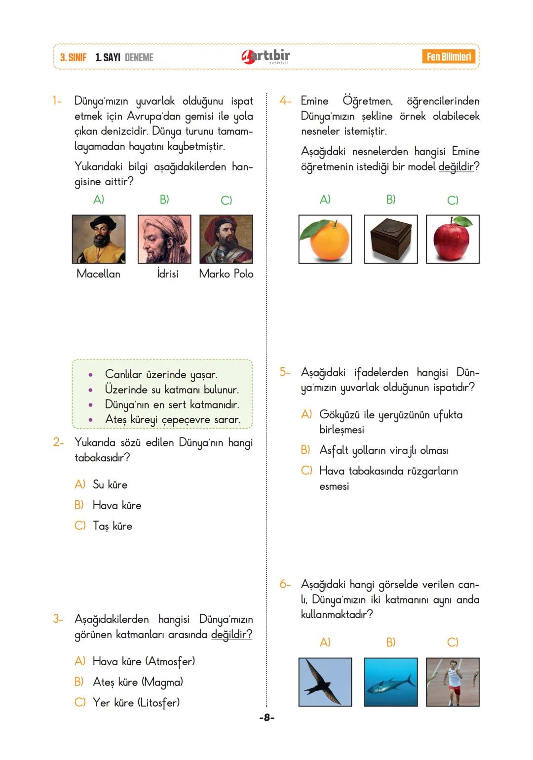 # 3. SINIF
# YENİ NESİL
# DENEME SINAVI
1
# SINAVDAKİ SORULARIN KONU DAĞILIMI
Türkçe
: Okuduğunu anlama, Eş anlam, Noktalama işaretleri