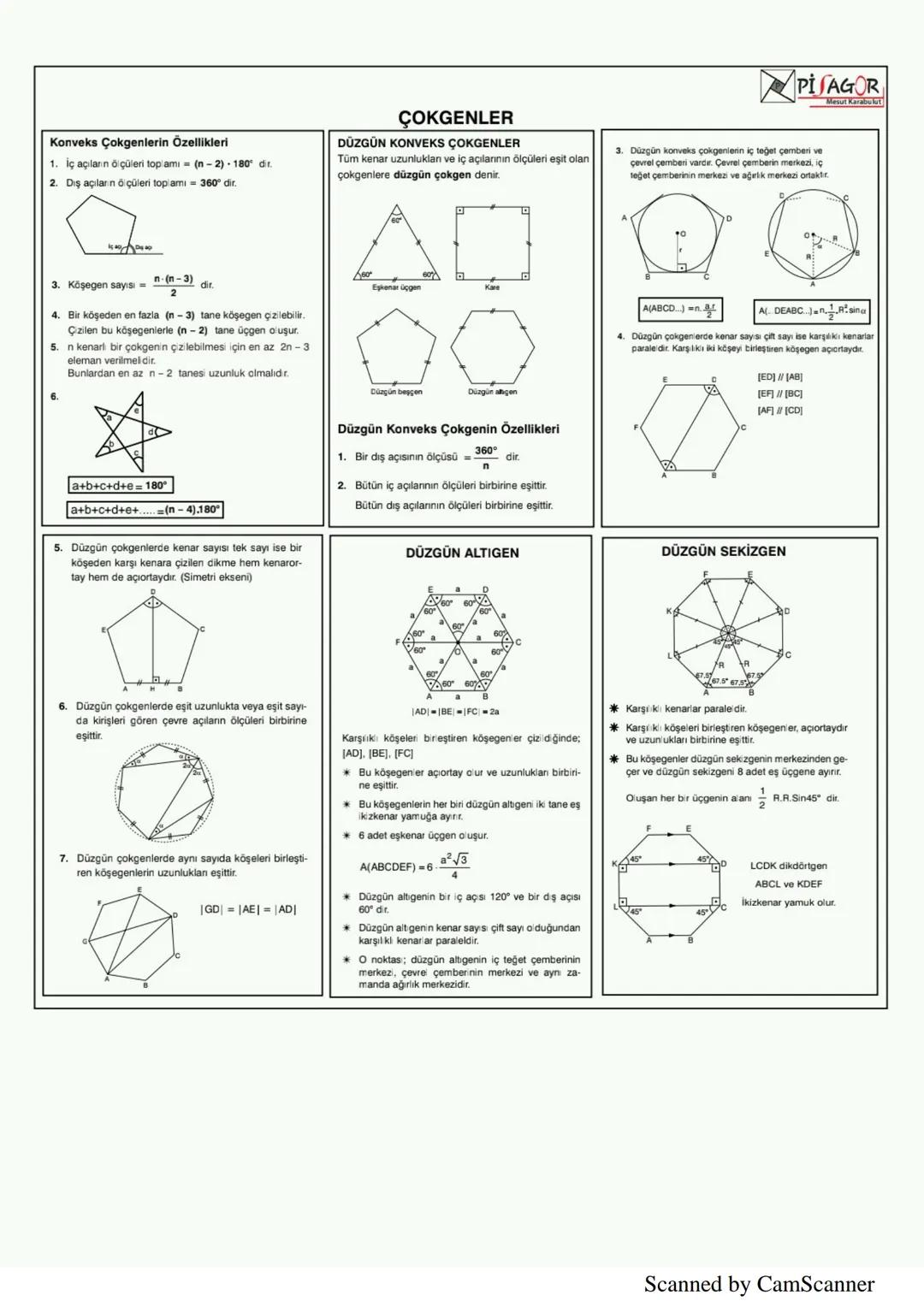 B
ÜÇGENDE AÇILAR
■Bir üçgende, iç açıların ölçüleri toplamı 180°, dış açıların ölçüleri toplamı 360° dir.
A
α = x+y
to
A
(4)
D
PISAGOR
Mesut