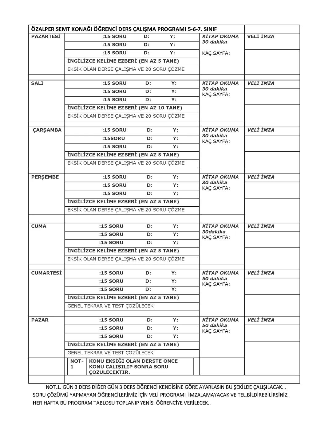 Etkili Ders Çalışma Programı Önerileri