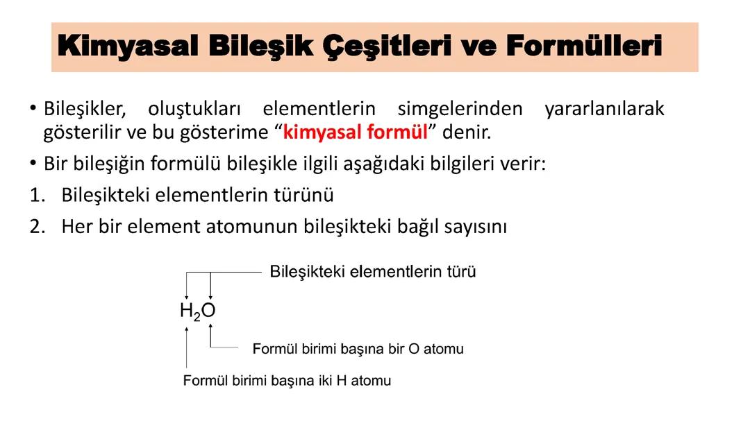 Kimyasal bileşik çeşitleri ve formülleri