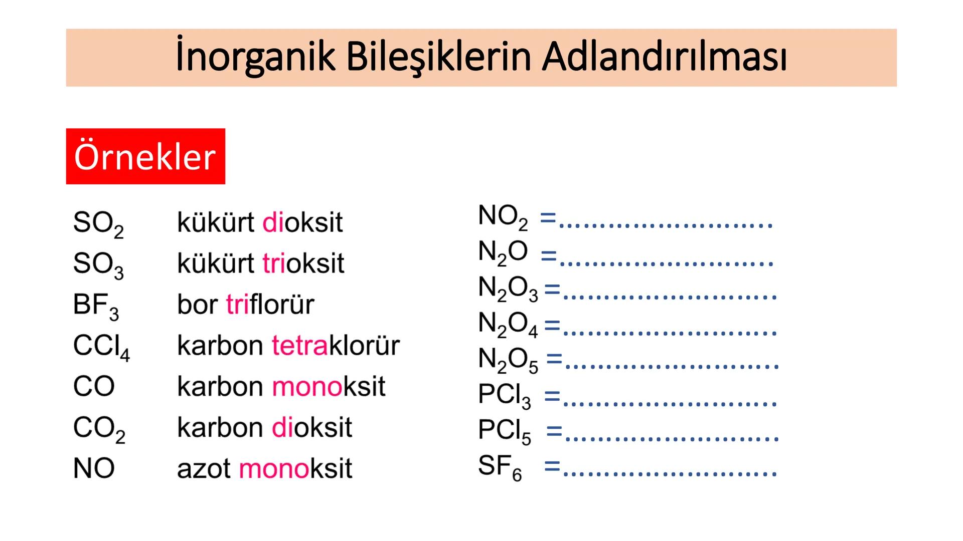 Kimyasal Bileşik Çeşitleri ve Formülleri
Bileşikler, oluştukları elementlerin simgelerinden yararlanılarak
gösterilir ve bu gösterime "kimya