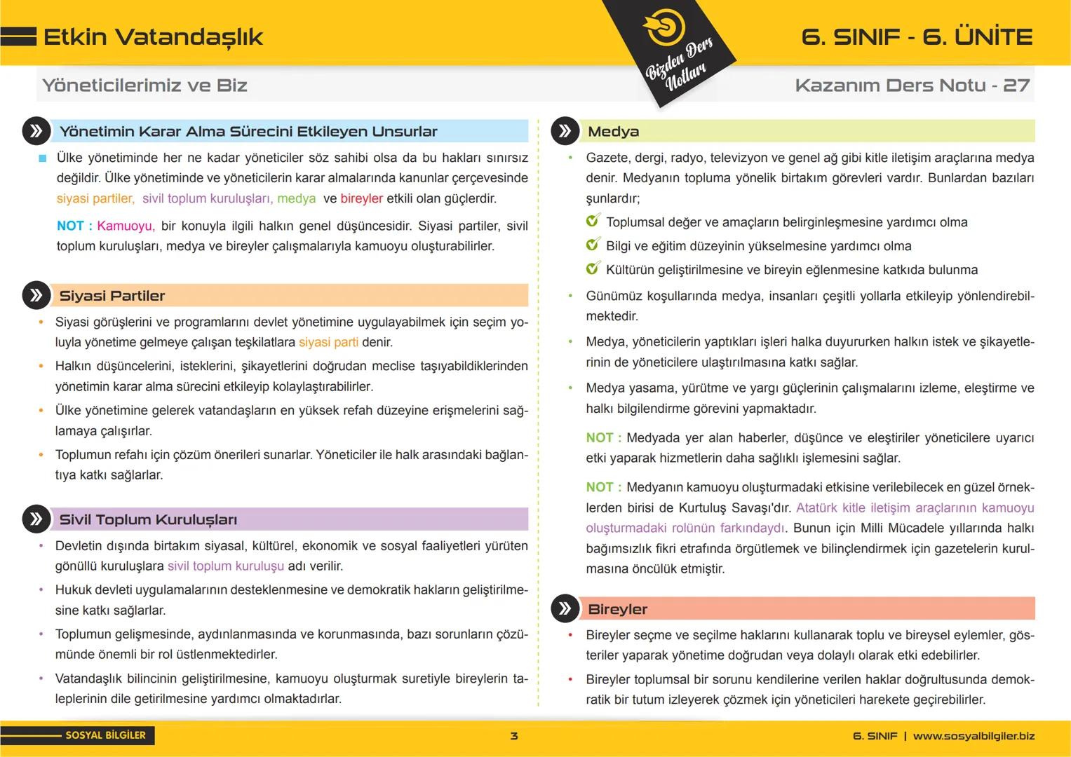 6.SINIF
I, 2, 3, 4, 5 ve
6.ÜNİTE
DERS NOTLARI
sosyalbilgiler.biz
Seyhmus Yüce 6.SINIF
I.ÜNİTE
DERS NOTLARI
sosyalbilgiler.biz
Seyhmus Yüce B