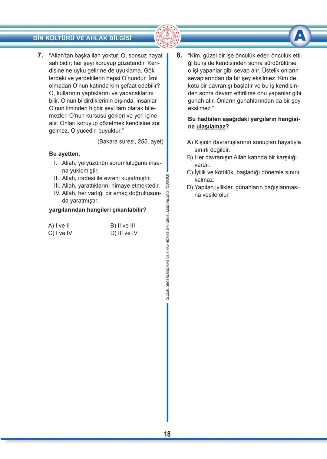 2022 SÖZEL BÖLÜM
T.C.
MİLLÎ EĞİTİM BAKANLIĞI
ÖLÇME, DEĞERLENDİRME VE SINAV HİZMETLERİ GENEL MÜDÜRLÜĞÜ
SINAVLA ÖĞRENCİ ALACAK ORTAÖĞRETİM
K