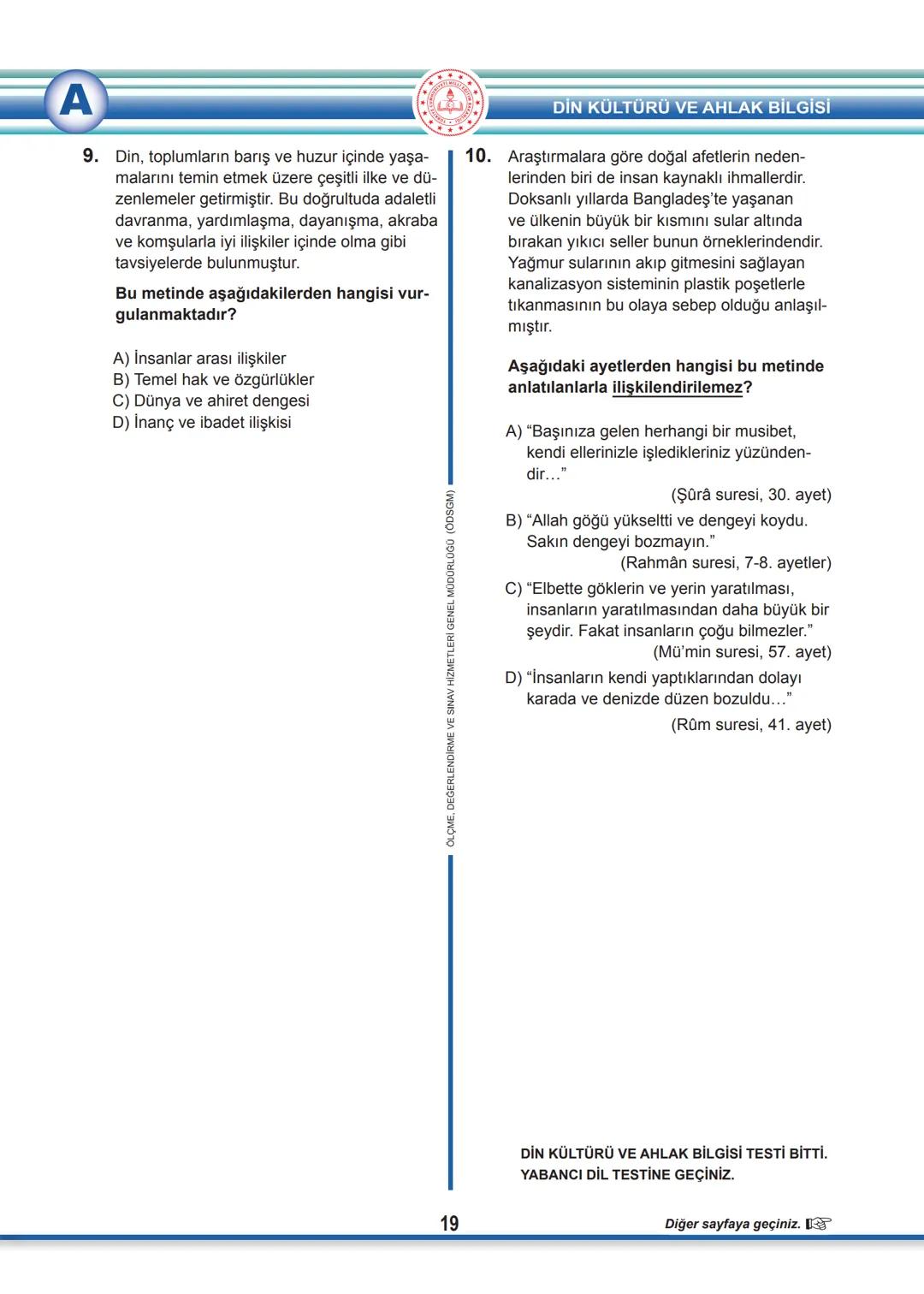 2022 SÖZEL BÖLÜM
T.C.
MİLLÎ EĞİTİM BAKANLIĞI
ÖLÇME, DEĞERLENDİRME VE SINAV HİZMETLERİ GENEL MÜDÜRLÜĞÜ
SINAVLA ÖĞRENCİ ALACAK ORTAÖĞRETİM
K