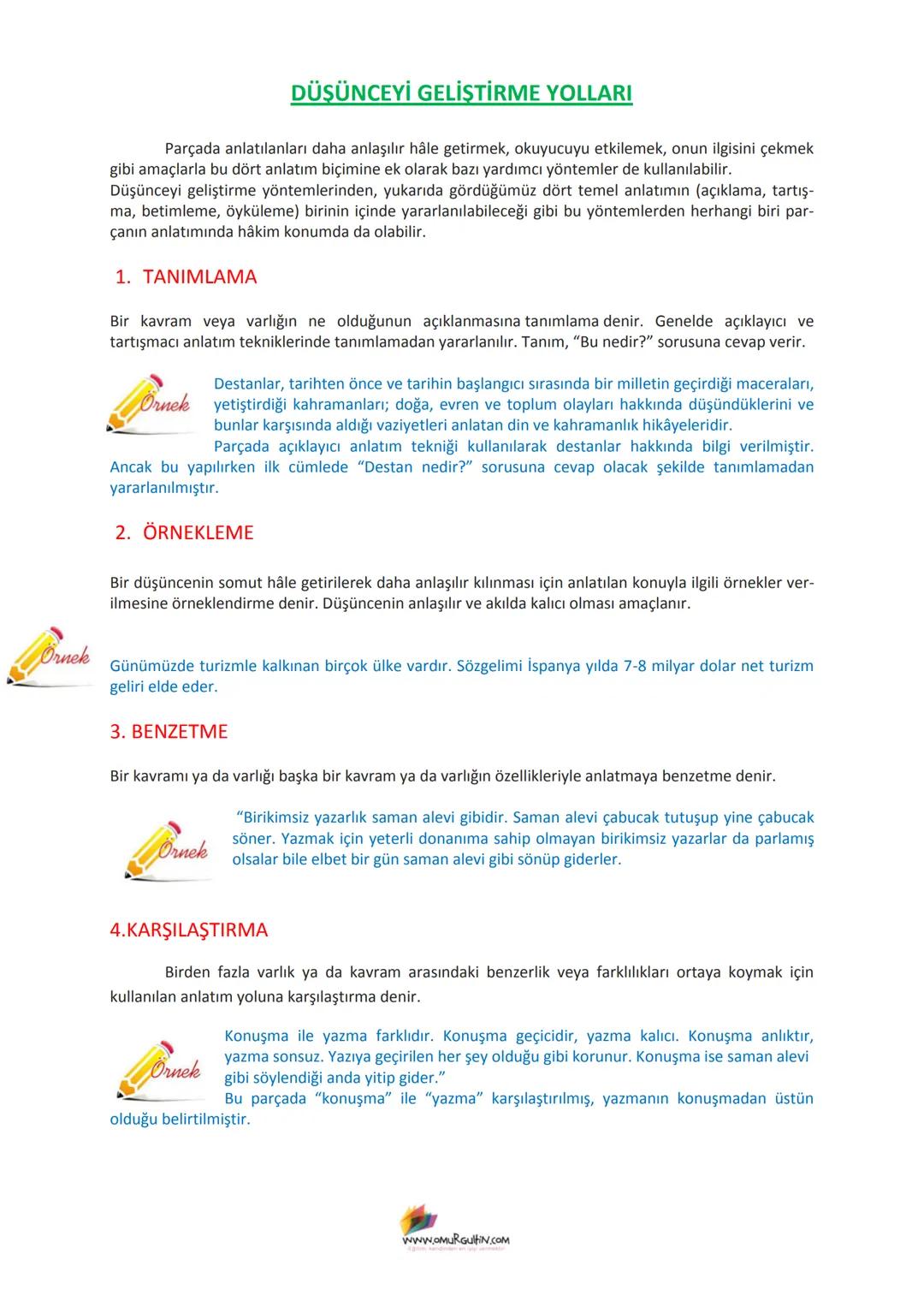 ANLATIM BİÇİMLERİ VE DÜŞÜNCEYİ GELİŞTİRME YOLLARI
Anlatım Biçimleri
Düşünceyi Geliştirme yolları
1. Açıklayıcı Anlatım
(Açıklama)
2. Öyk