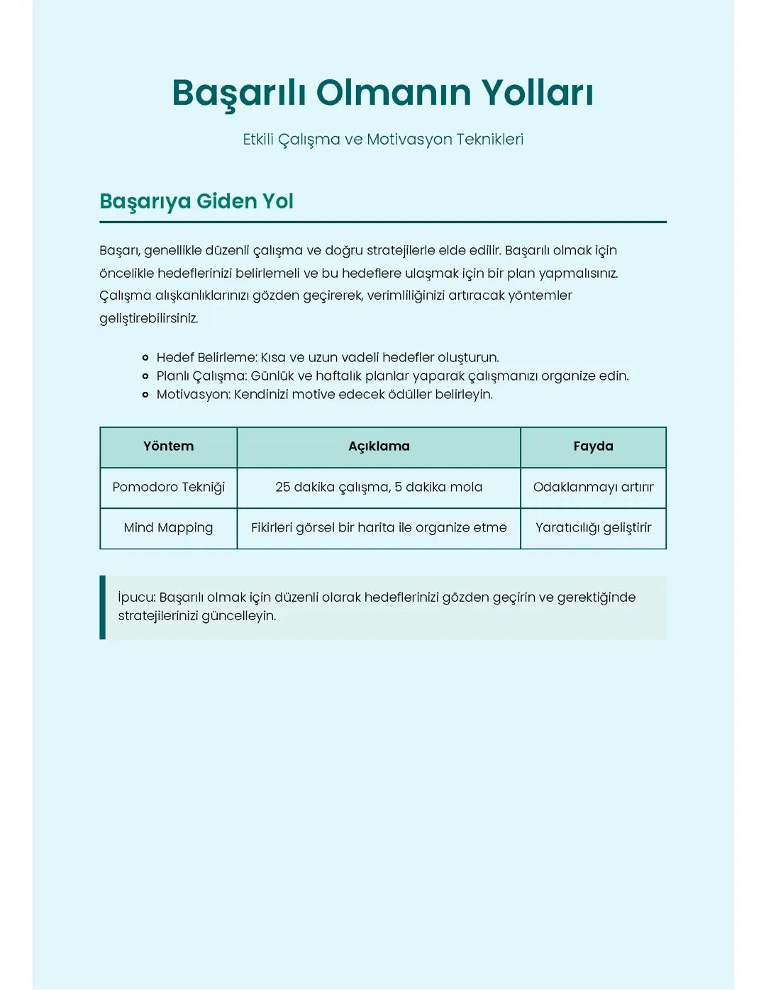 Başarılı Olmanın Yolları