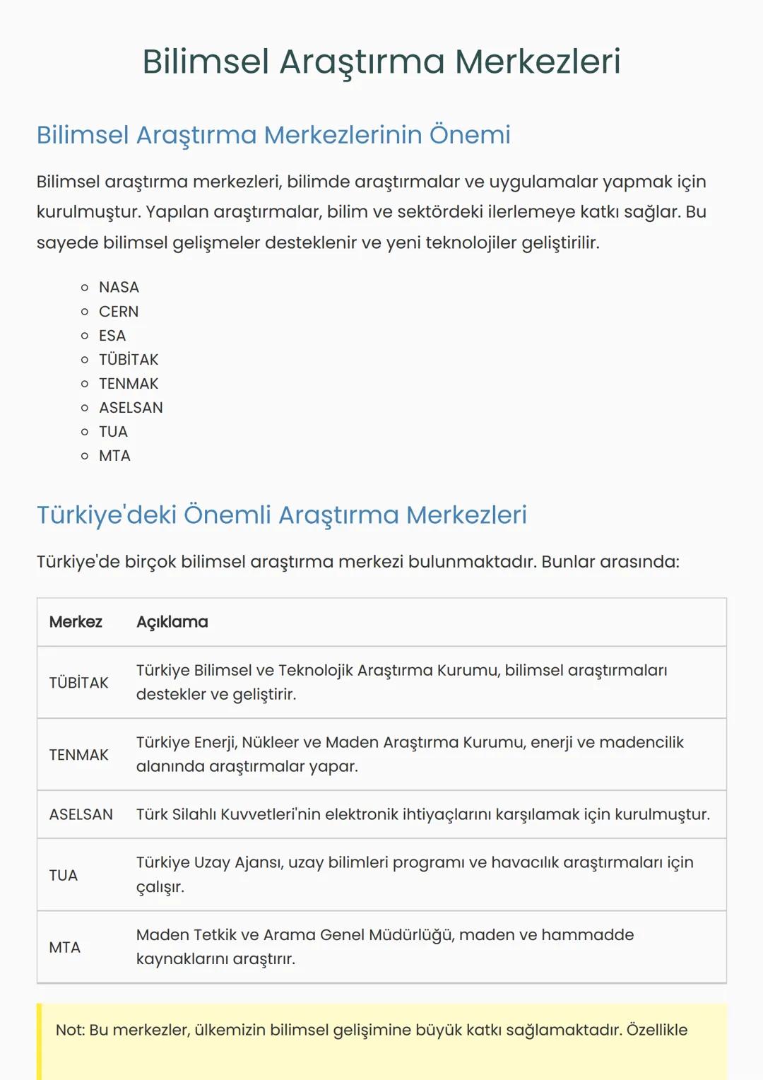 # Bilimsel Araştırma Merkezleri
## Bilimsel Araştırma Merkezlerinin Önemi
Bilimsel araştırma merkezleri, bilimde araştırmalar ve uygulamal