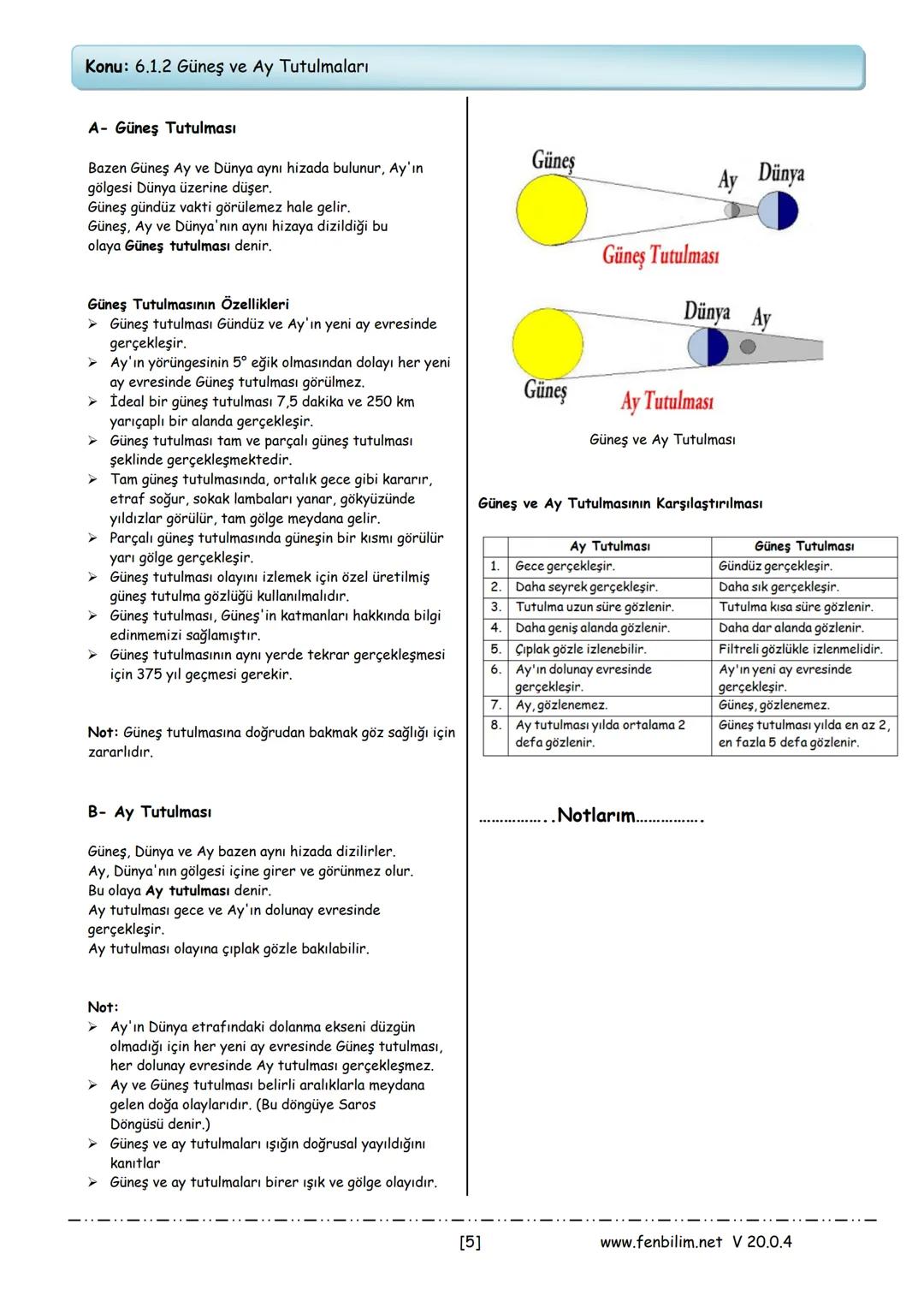 6.Sınıf Fen Bilimleri
Ders Notları
Barış ZEREN
Fen Bilimleri Öğretmeni 1.Ünite: Güneş Sistemi ve Tutulmalar
Konu: 6.1.1 Güneş Sistemi
Güneş