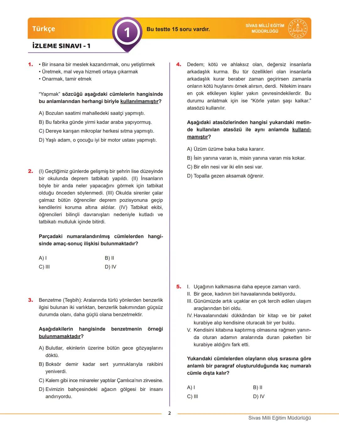 6. SINIF
1.
İZLEME
SINAVI
Düşlerinize Yaklaştıran Köprüler kuruyoruz.
KÖPRÜ
Projesi
Kurslarda Öğretimin Planlanması ve Rehberlikte Üstün
