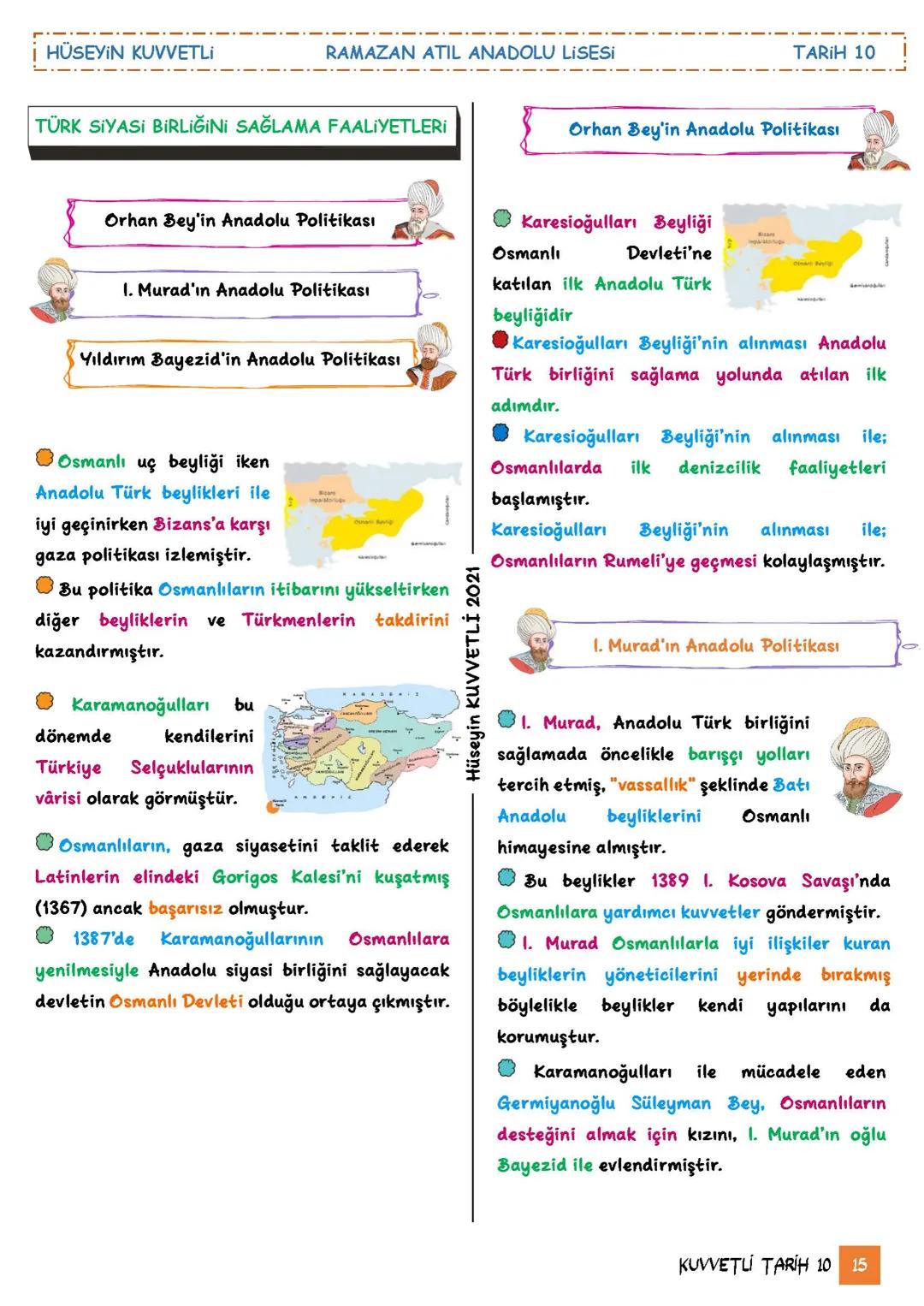 RAMAZAN ATIL ANADOLU LISE
R.A. A.L
2010
SUKUROVA - ADANA
Kuvvetli
Tarih
BEYLİKTEN DEVLETE
OSMANLI SİYASETİ
(1302-1453)
Kuvvetli
Tarih