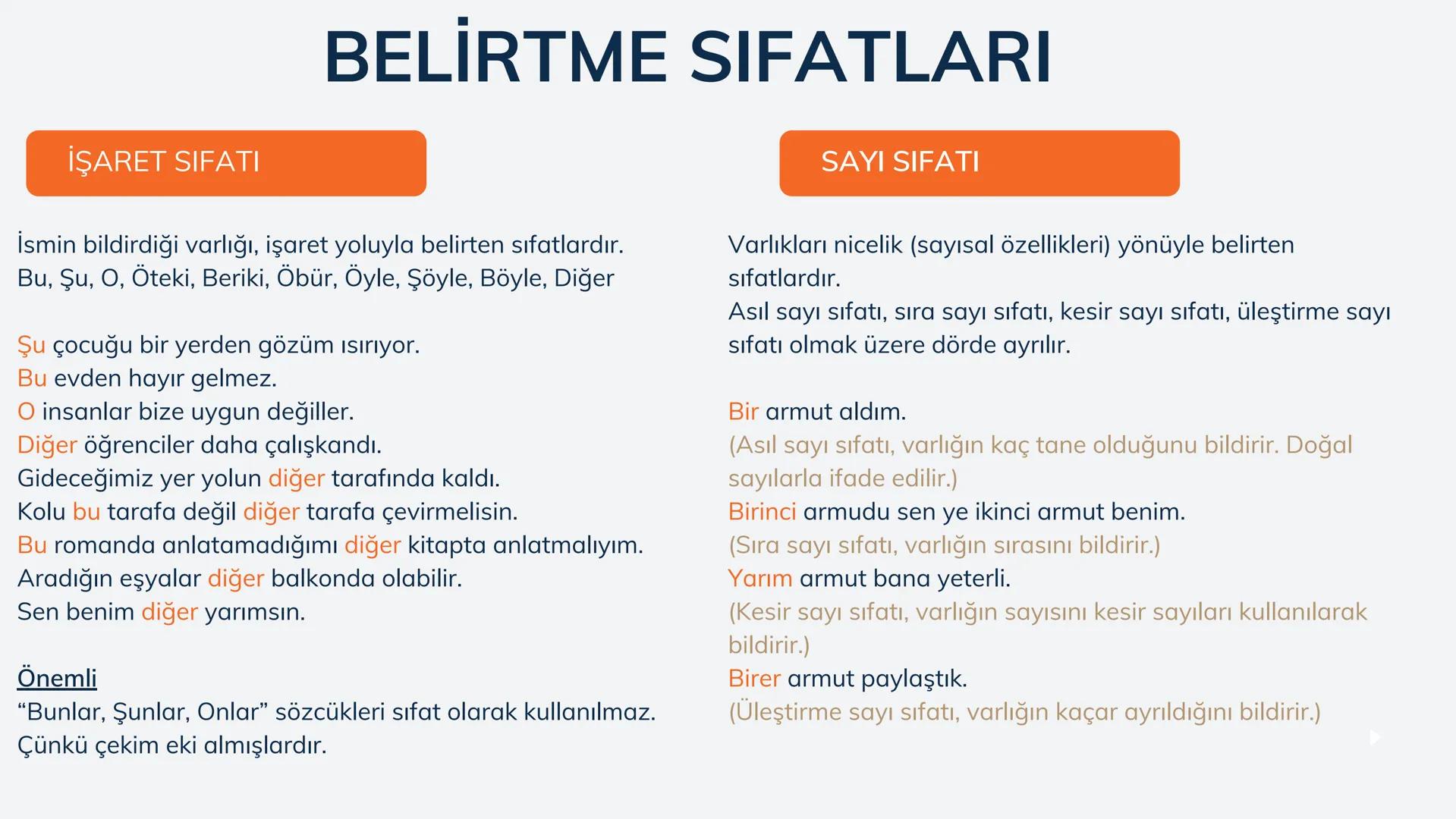 # SIFATLAR
Kıvırcık saç
Turuncu monitör
Pembe bardak
Kahverengi vazo
Mavi tişört
Lacivert koltuk # SIFATLAR
NİTELEME SIFATLARI
BELİRTME S