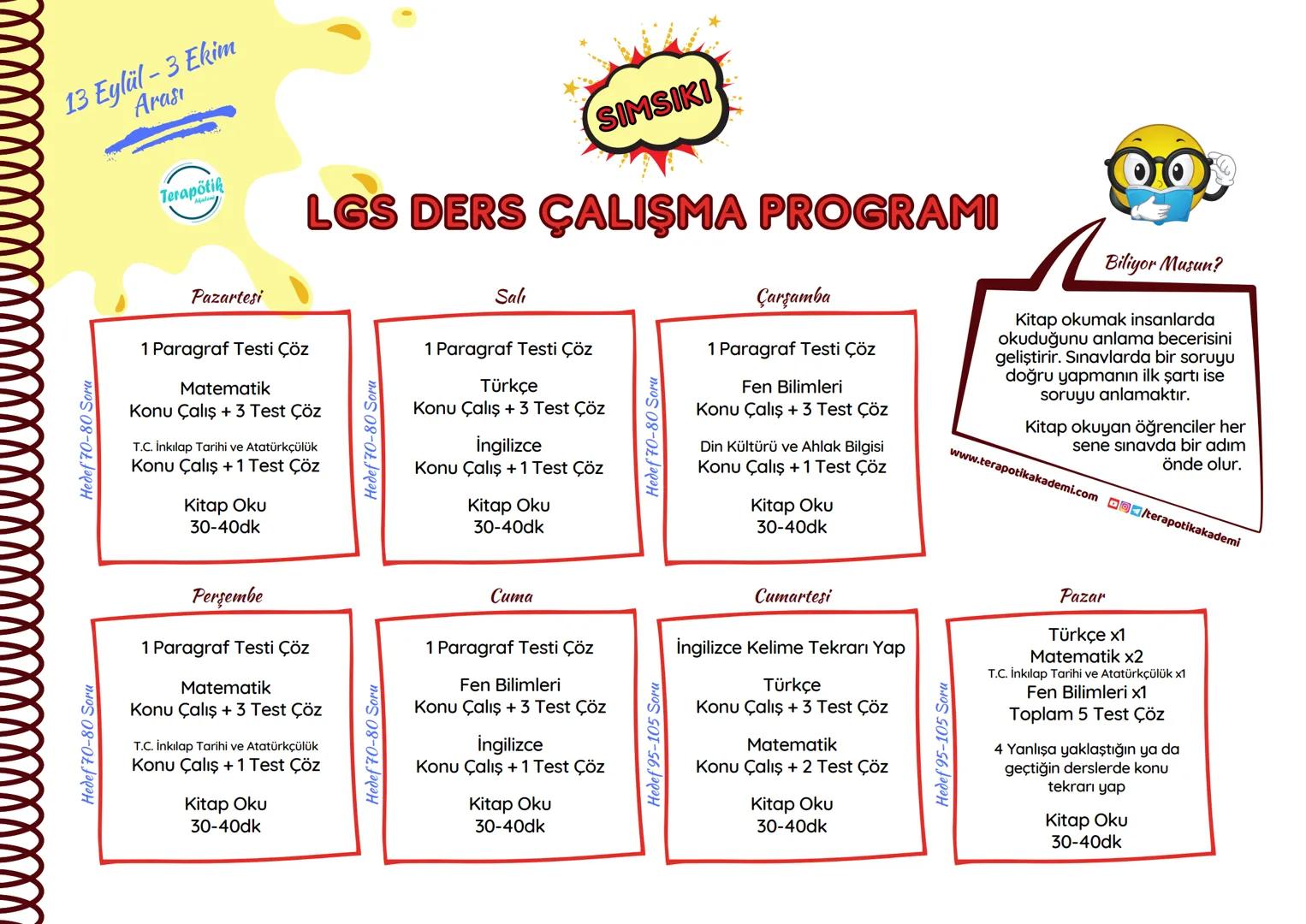 I l l l l
Terapötik
Akademi
EYLÜL LGS DERS ÇALIŞMA
PROGRAMI
MERHABA! Naber?
Bugün seni arkadaşlarımdan SIMSIKI ile tanıştıracağım.
LGS'e haz