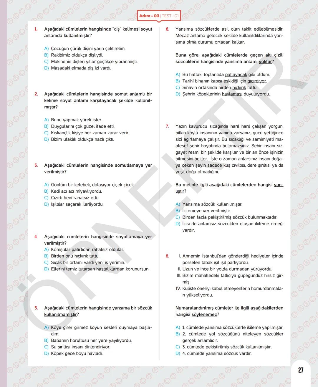 # 7. SINIF TÜRKÇE
Sevgili öğrenciler,
Soruları olduğu kadar etkinliği ve konu anlatımları da yeni nesil olan
Dergi Konseptinde Yeni Nesil D