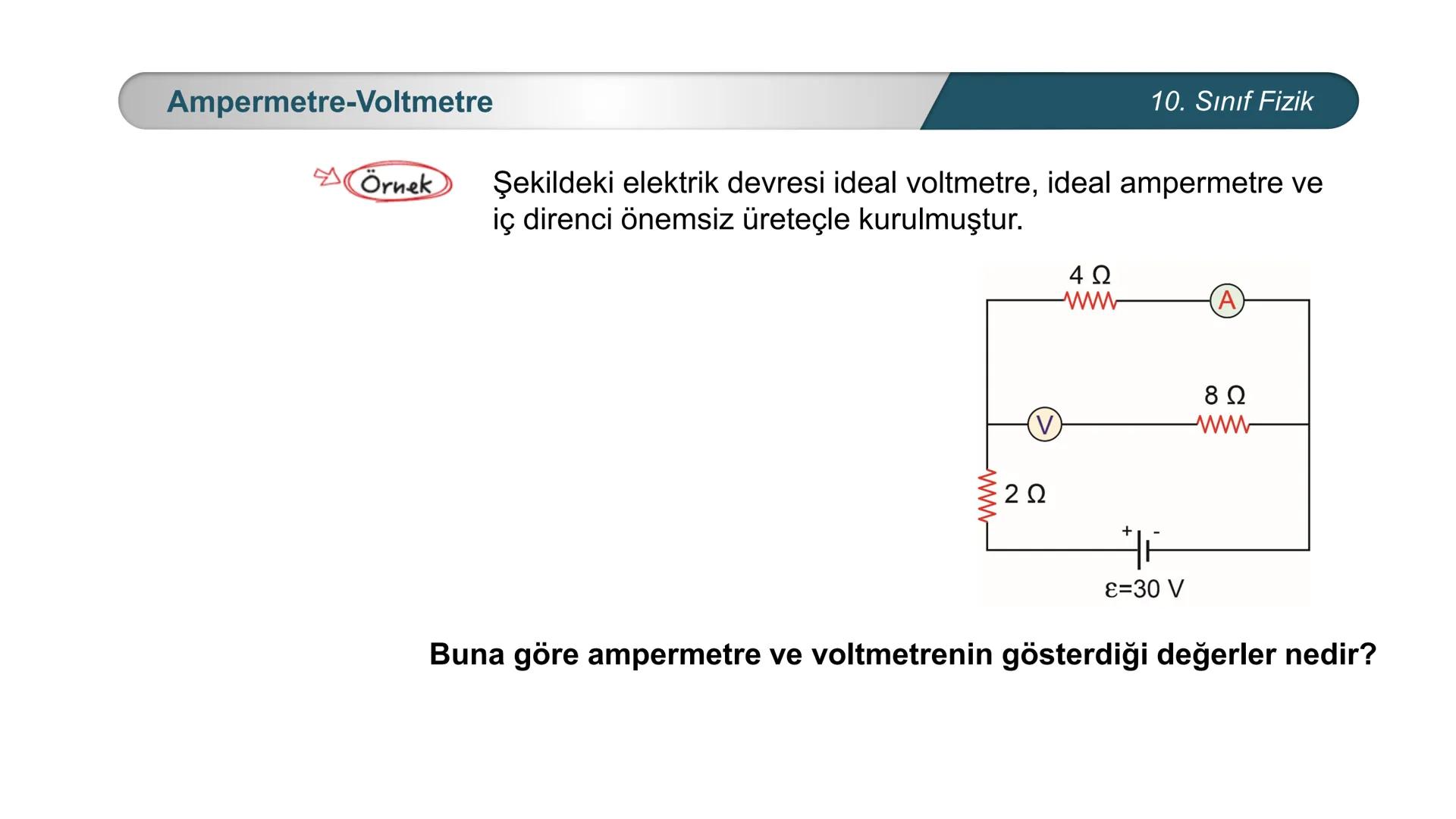 ÜRKIYE YETI
MILLI
*
BAKANLIĞI
FİZİK
10. SINIF
ELEKTRİK VE MANYETİZMA
Ampermetre ve Voltmetre Ampermetre
A
0,5
A
~$2.5丄仚 CE
10. Sınıf Fizik
A