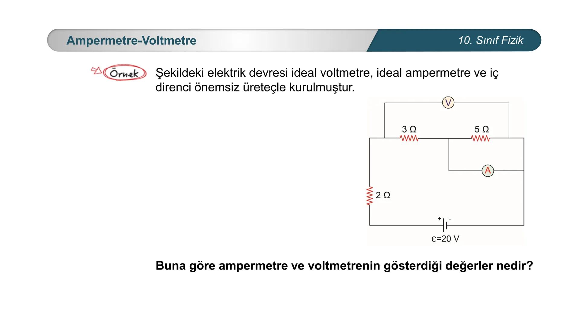 ÜRKIYE YETI
MILLI
*
BAKANLIĞI
FİZİK
10. SINIF
ELEKTRİK VE MANYETİZMA
Ampermetre ve Voltmetre Ampermetre
A
0,5
A
~$2.5丄仚 CE
10. Sınıf Fizik
A