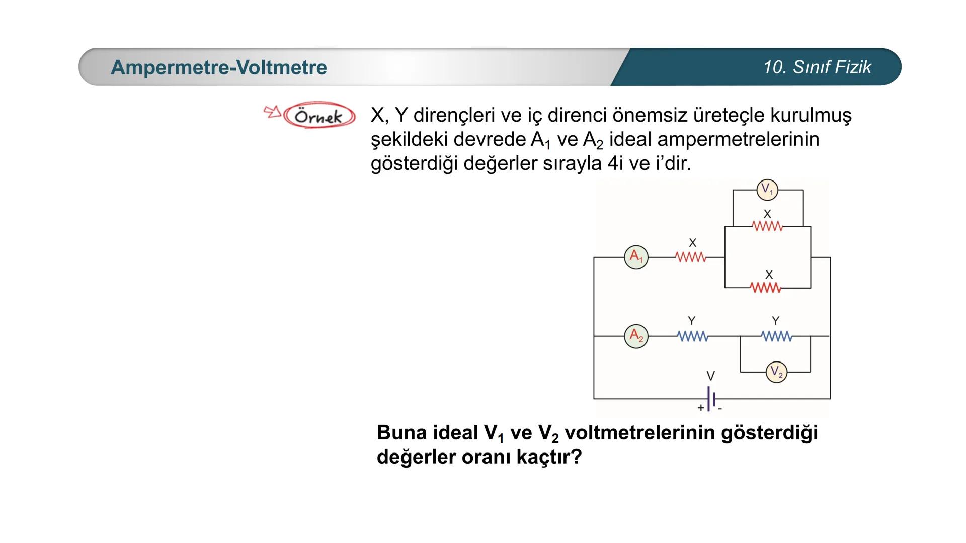 ÜRKIYE YETI
MILLI
*
BAKANLIĞI
FİZİK
10. SINIF
ELEKTRİK VE MANYETİZMA
Ampermetre ve Voltmetre Ampermetre
A
0,5
A
~$2.5丄仚 CE
10. Sınıf Fizik
A