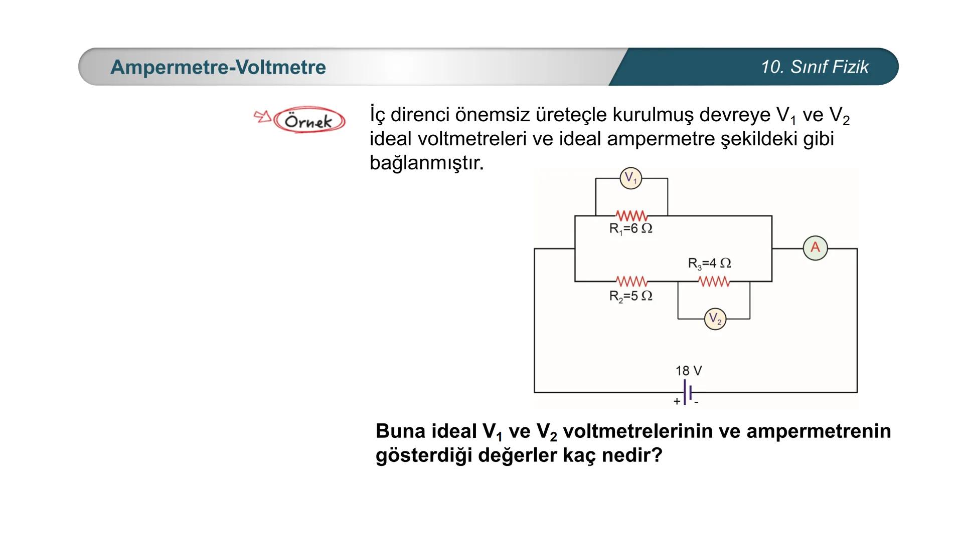 ÜRKIYE YETI
MILLI
*
BAKANLIĞI
FİZİK
10. SINIF
ELEKTRİK VE MANYETİZMA
Ampermetre ve Voltmetre Ampermetre
A
0,5
A
~$2.5丄仚 CE
10. Sınıf Fizik
A