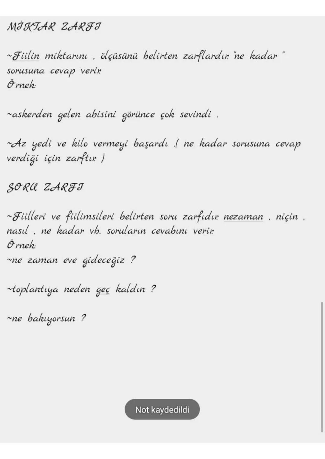 7. SINIF
ZARFLAR
TÜRKGE Zarflar
fiillerden, filimsilerden sifatlardan veya kendiyle aynı
görevdeki kelimelerden önce gelerek onların özellik
