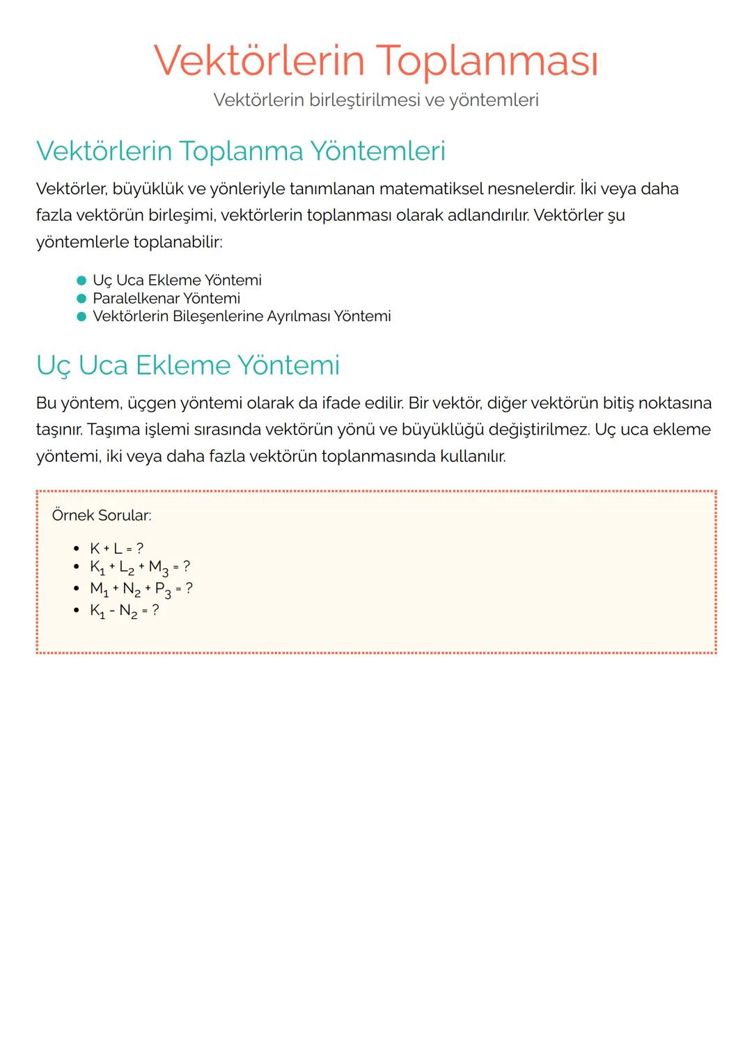 Vektörlerin Toplanması ve Kullanım Teknikleri