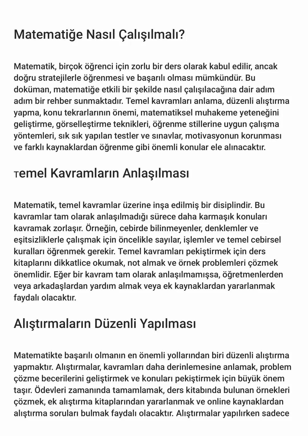 # Matematiğe Nasıl Çalışılmalı?
Matematik, birçok öğrenci için zorlu bir ders olarak kabul edilir, ancak
doğru stratejilerle öğrenmesi ve b
