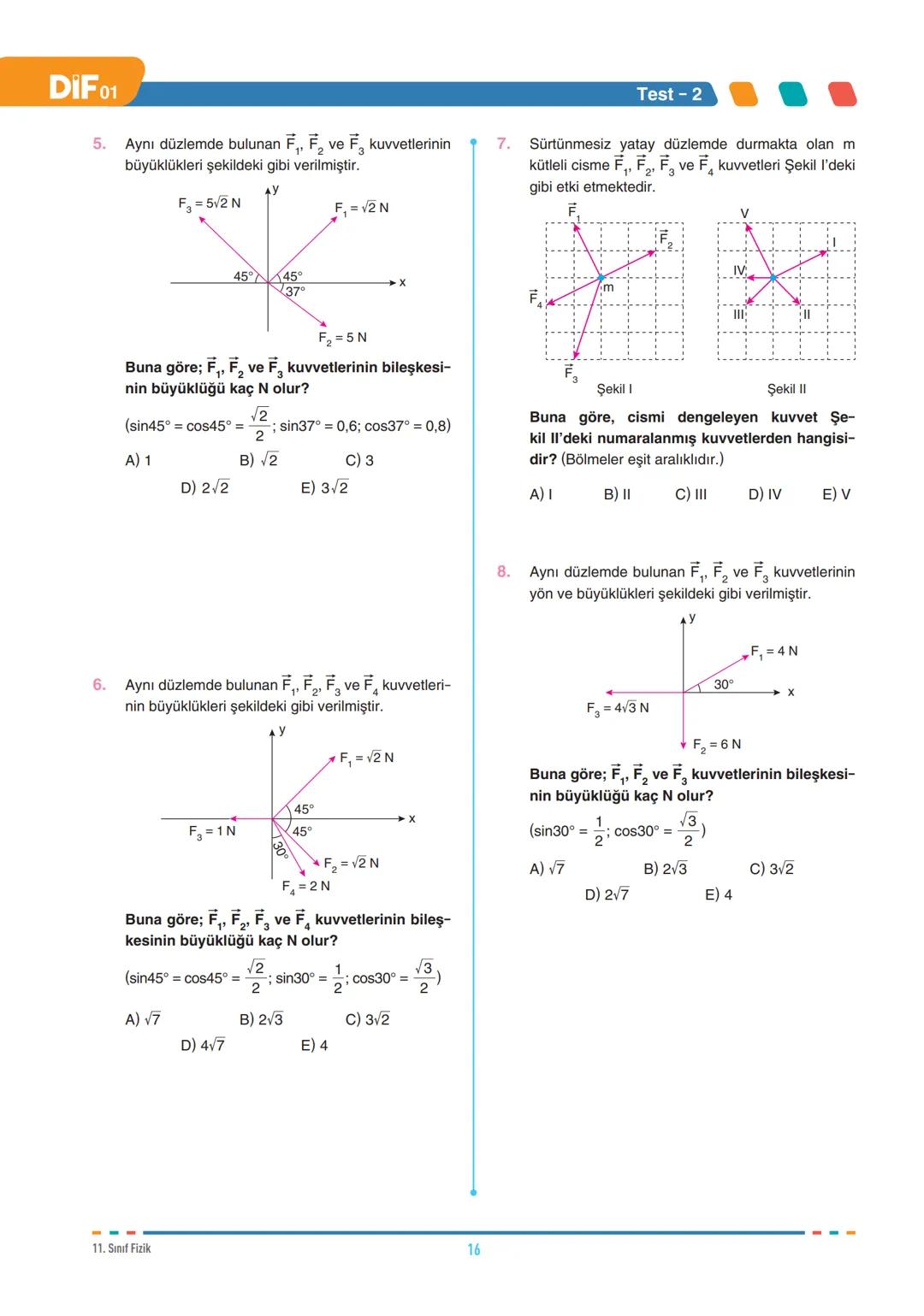 DIF
FİZİK
VEKTÖRLER
FÖY
01
11.1.1.1. Vektörlerin özelliklerini açıklar.
11.1.1.2. İki ve üç boyutlu kartezyen koordinat sisteminde vektörler