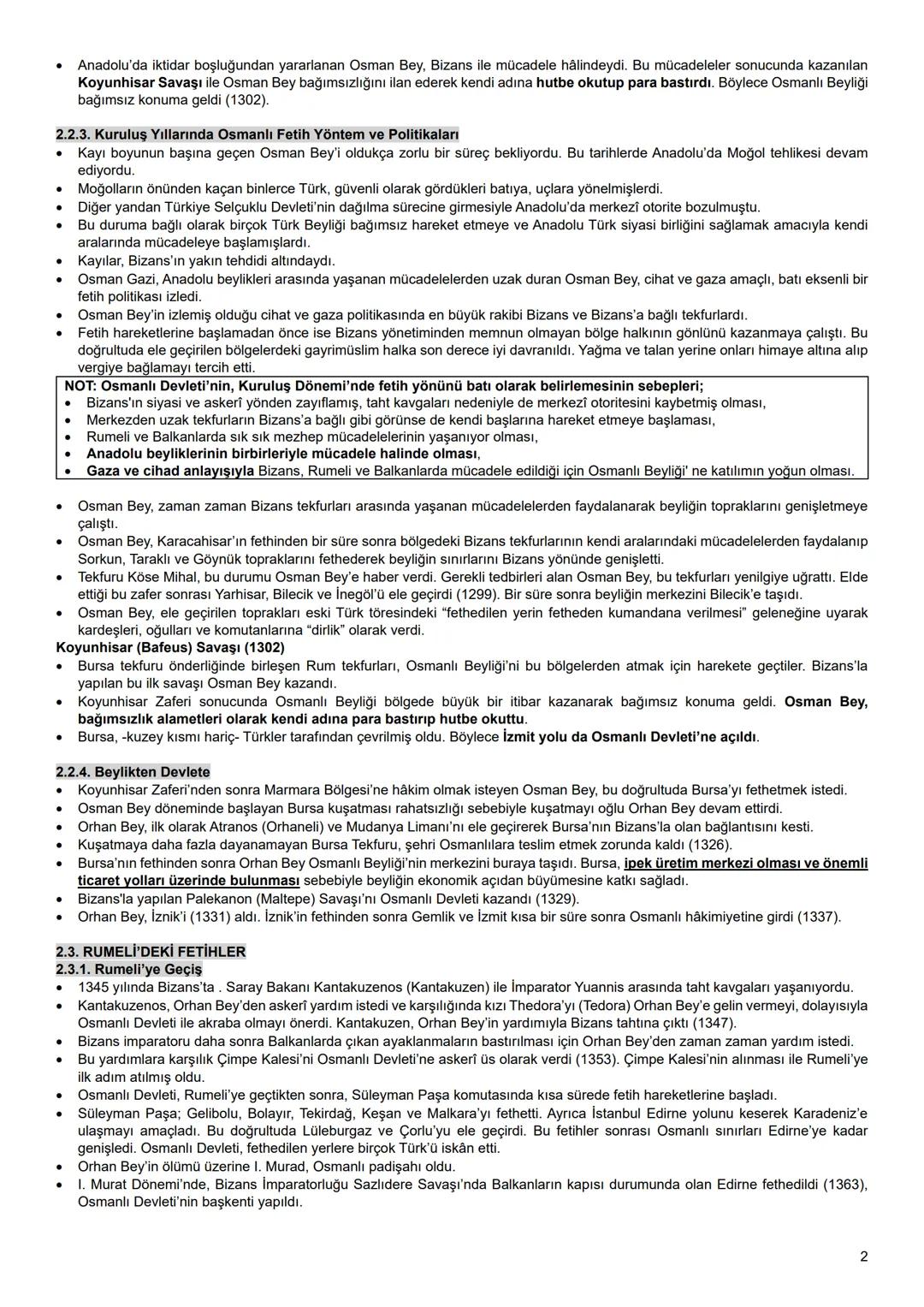 2. ÜNİTE BEYLİKTEN DEVLETE OSMANLI SİYASETİ (1302-1453)
2.1. 1302-1453 OSMANLI SİYASİ FAALİYETLERİ
Çirmen Muharebesi
1302
Koyunhisar Savaşı