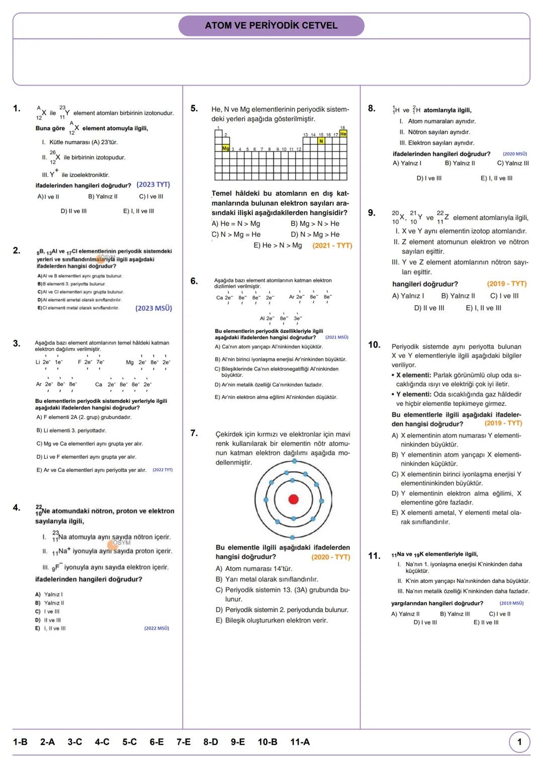 Kimya çılmış sorular