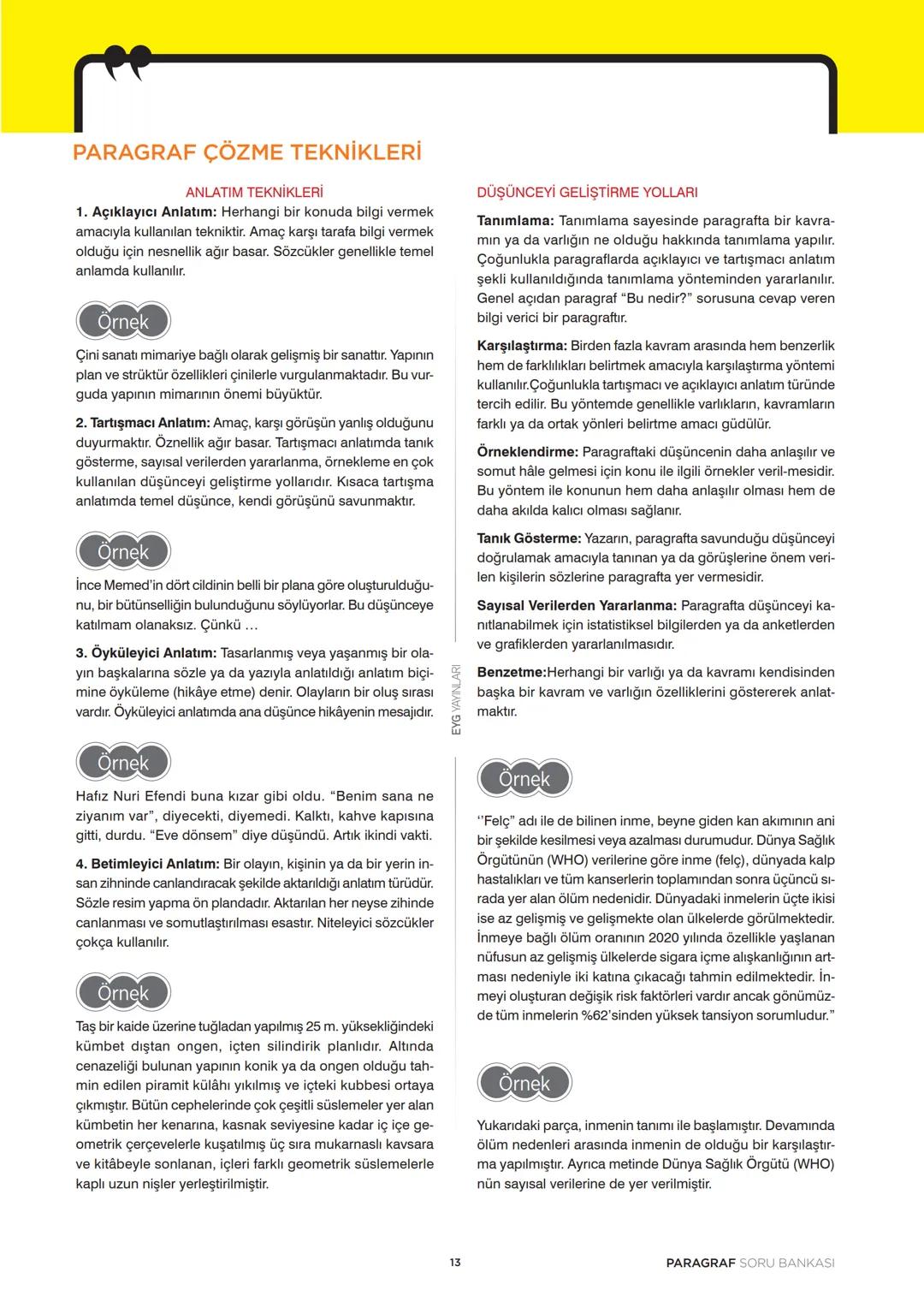 # Paragrafın Gözdesi
# PARAGRAF
# SORU BANKASI
## HIZLI OKUMA TEKNİKLERI ◄
## PARAGRAF ÇÖZME TEKNIKLERI ◄
EYG
YAYINLARI XEYG
YAYINLARI
