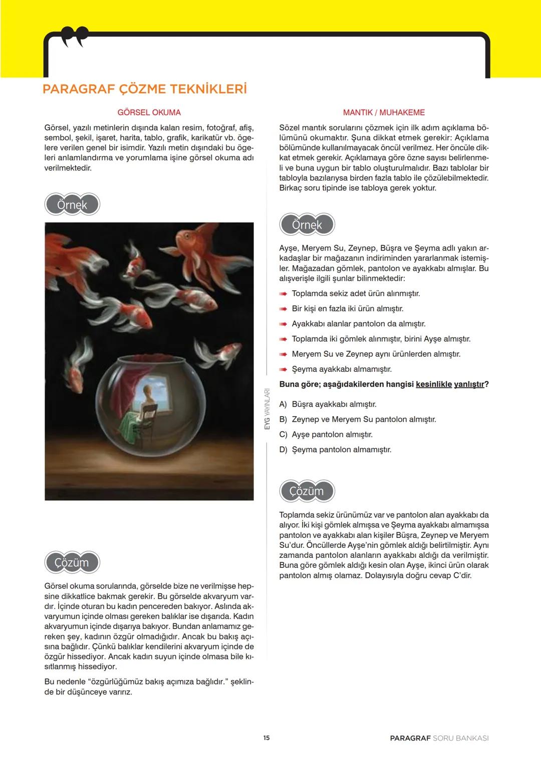 # Paragrafın Gözdesi
# PARAGRAF
# SORU BANKASI
## HIZLI OKUMA TEKNİKLERI ◄
## PARAGRAF ÇÖZME TEKNIKLERI ◄
EYG
YAYINLARI XEYG
YAYINLARI