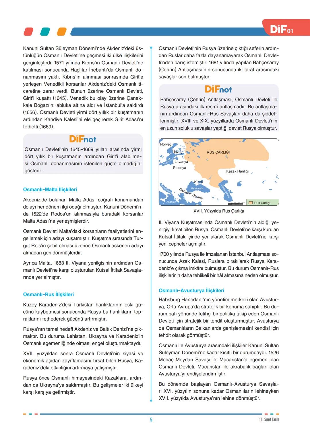 FÖY
01
DIF
TARİH
DEĞİŞEN DÜNYA DENGELERİ KARŞISINDA OSMANLI SİYASETİ (1595-1774)-1
11.1.1. 1595-1700 yılları arasındaki süreçte meydana g