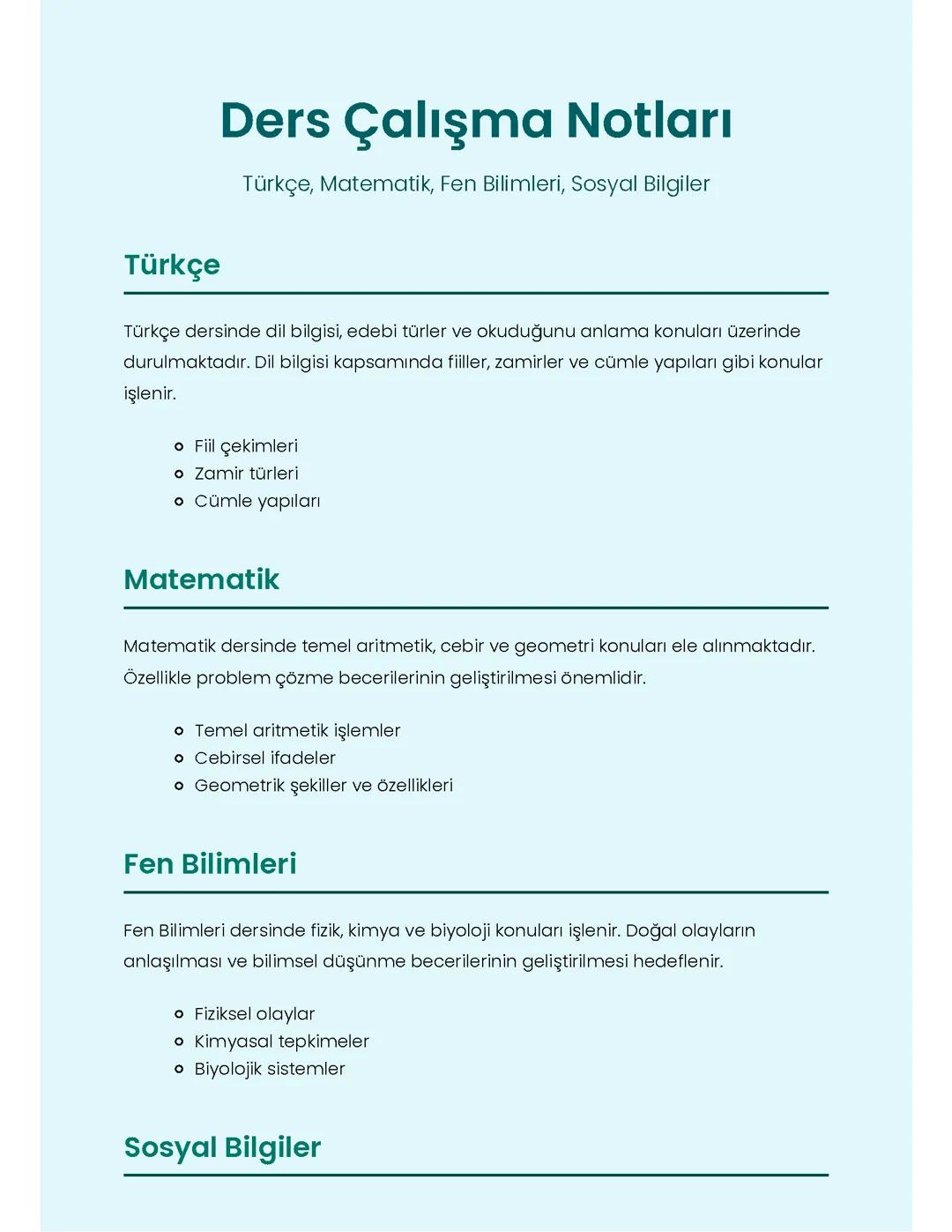 Ders Çalışma Notları