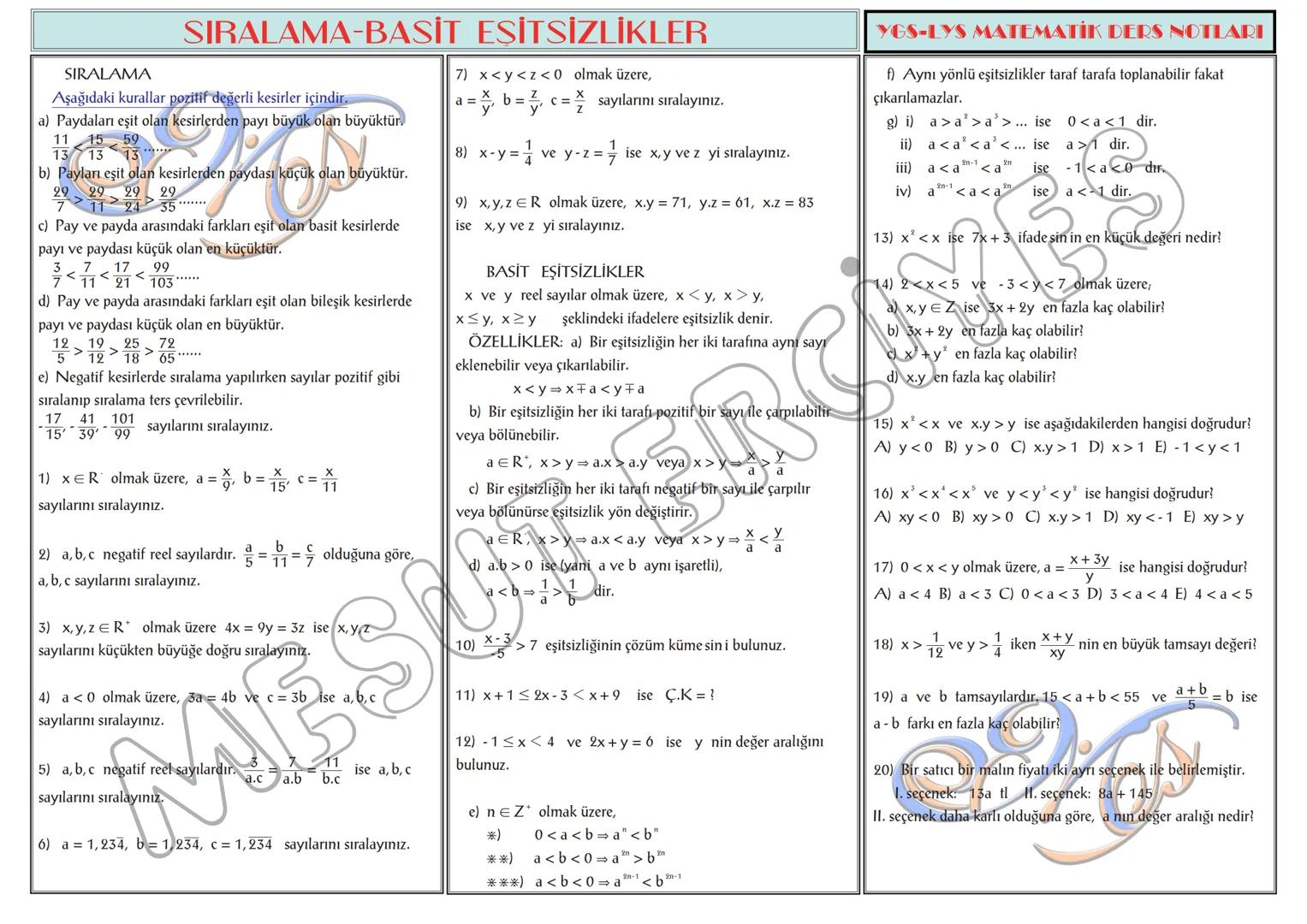# TEMEL KAVRAMLAR
1) a,b∈N olmak üzere, a + b = 13 ise a.b nin alabileceği
en büyük değer ile en küçük değerin toplamı kaçtır?
2) a,b∈N ol