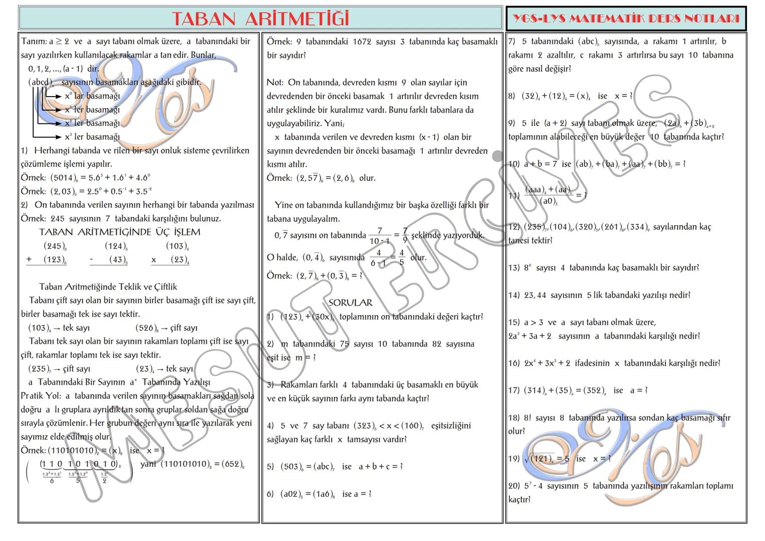 # TEMEL KAVRAMLAR
1) a,b∈N olmak üzere, a + b = 13 ise a.b nin alabileceği
en büyük değer ile en küçük değerin toplamı kaçtır?
2) a,b∈N ol