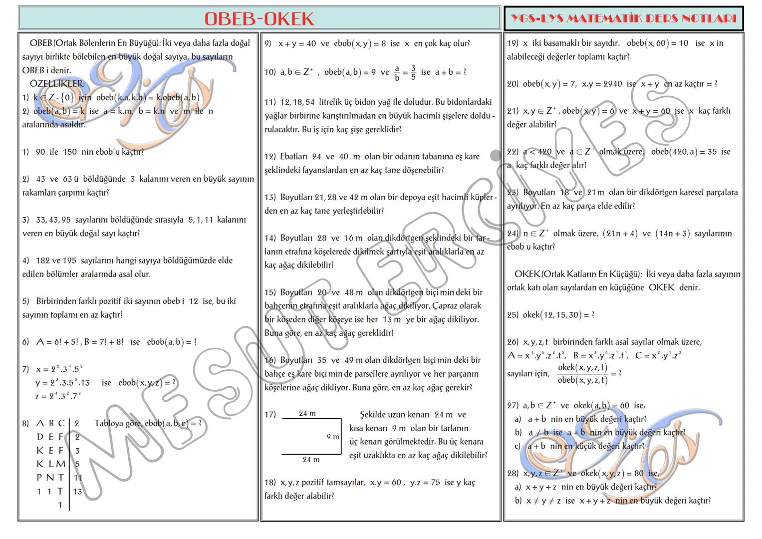 # TEMEL KAVRAMLAR
1) a,b∈N olmak üzere, a + b = 13 ise a.b nin alabileceği
en büyük değer ile en küçük değerin toplamı kaçtır?
2) a,b∈N ol