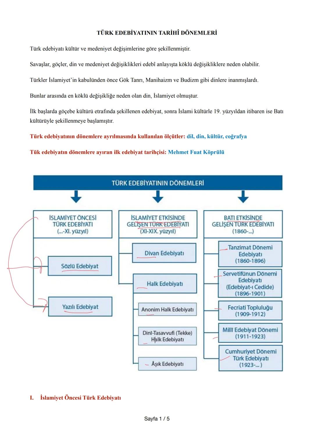 # TÜRK EDEBİYATININ TARİHİ DÖNEMLERİ
Türk edebiyatı kültür ve medeniyet değişimlerine göre şekillenmiştir.
Savaşlar, göçler, din ve medeni
