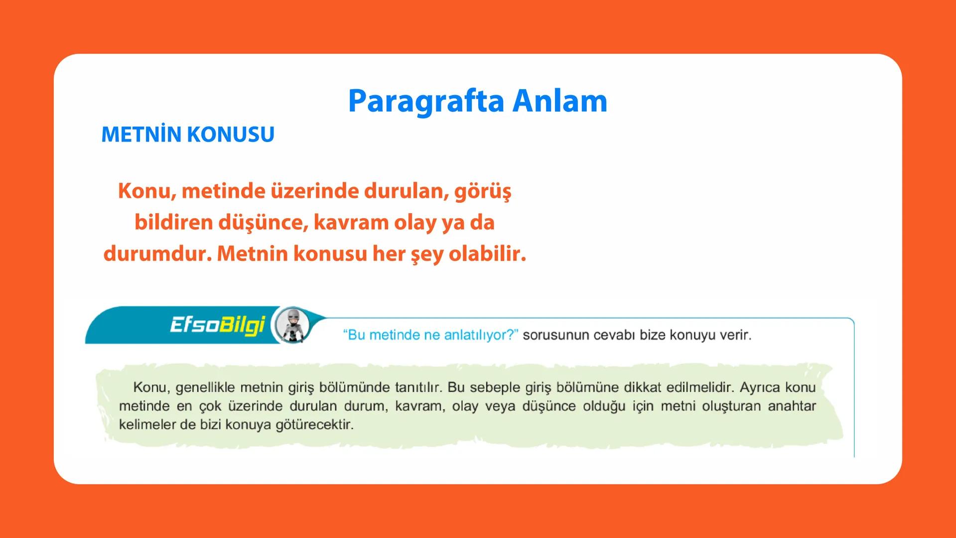 BİLİMSEL ÇOCUK & TÜRKÇE RÖNTGENİ
PARAGRAFTA
YAPI VE ANLAM
Nimet Öğretmen'in Dersi PARAGRAFIN BÖLÜMLERİ
Bir düşünceyi ifade etmek için bir ko