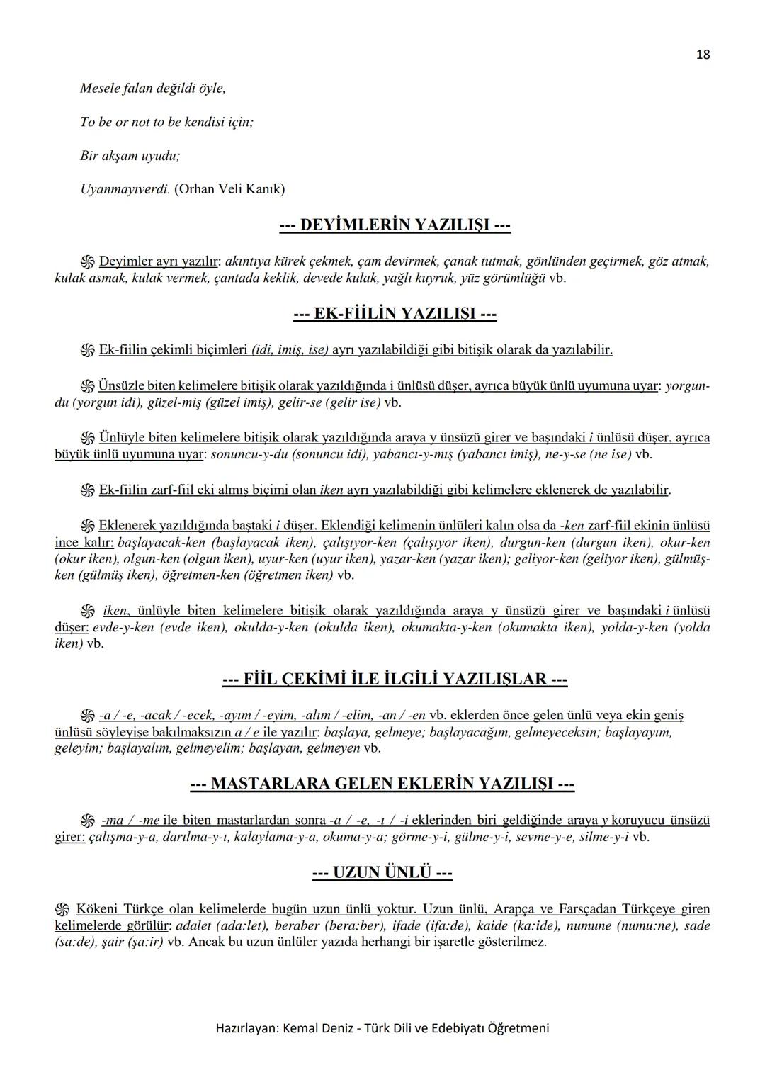 2
--- BÜYÜK HARFLERİN KULLANILDIĞI YERLER ---
A. Cümle büyük harfle başlar: Ak akçe kara gün içindir.
Hayatta en hakiki mürşit ilimdir, f