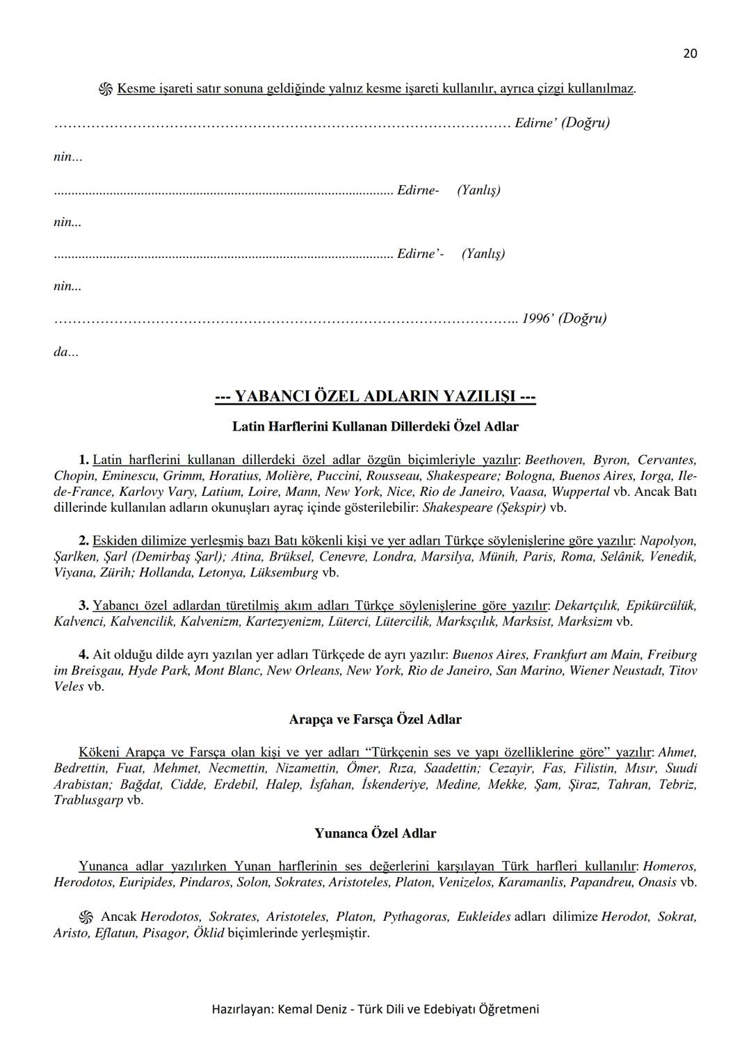 2
--- BÜYÜK HARFLERİN KULLANILDIĞI YERLER ---
A. Cümle büyük harfle başlar: Ak akçe kara gün içindir.
Hayatta en hakiki mürşit ilimdir, f