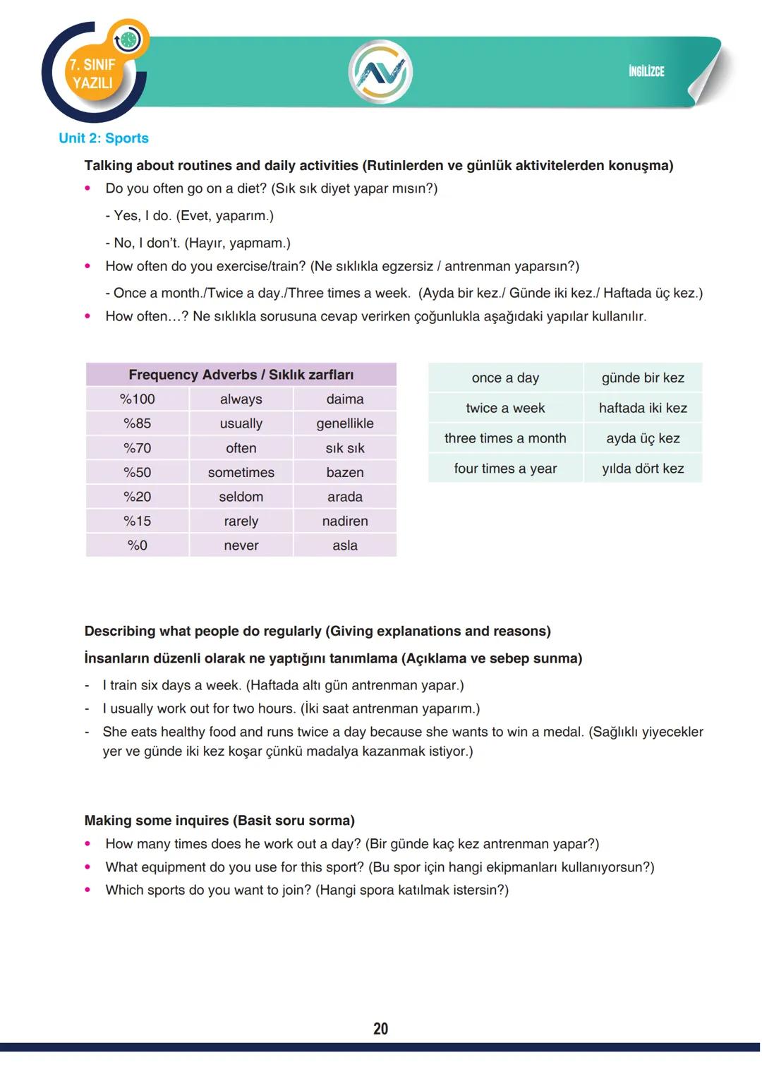 # İNGİLİZCE
7. SINIF
YAZILI
Unit 1: Appearance and Personality
Describing characters / people (Making simple inquiries)
İnsanları ve kar