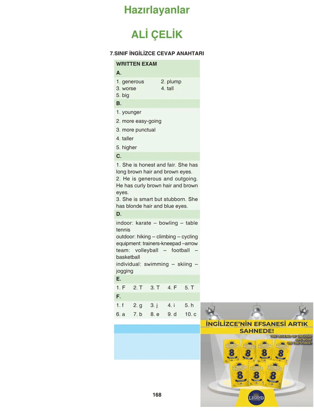 # İNGİLİZCE
7. SINIF
YAZILI
Unit 1: Appearance and Personality
Describing characters / people (Making simple inquiries)
İnsanları ve kar