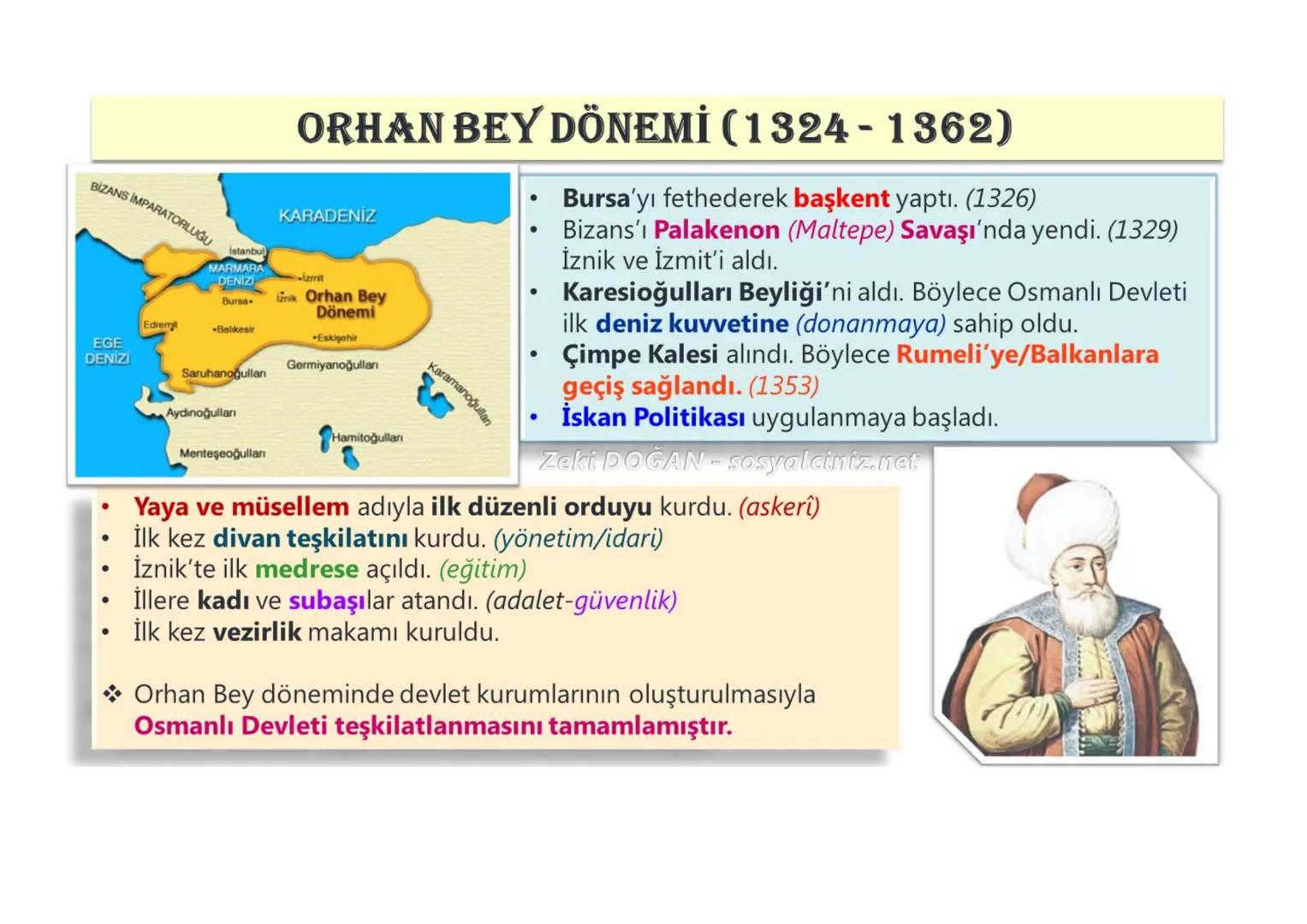 OSMAN BEY DÖNEMİ (1281-1324)
- Ertuğrul Gazi'nin küçük oğludur.
- Ertuğrul Gazi'den sonra devletin başına geçmiştir.
- 1299 yılında bağımsı