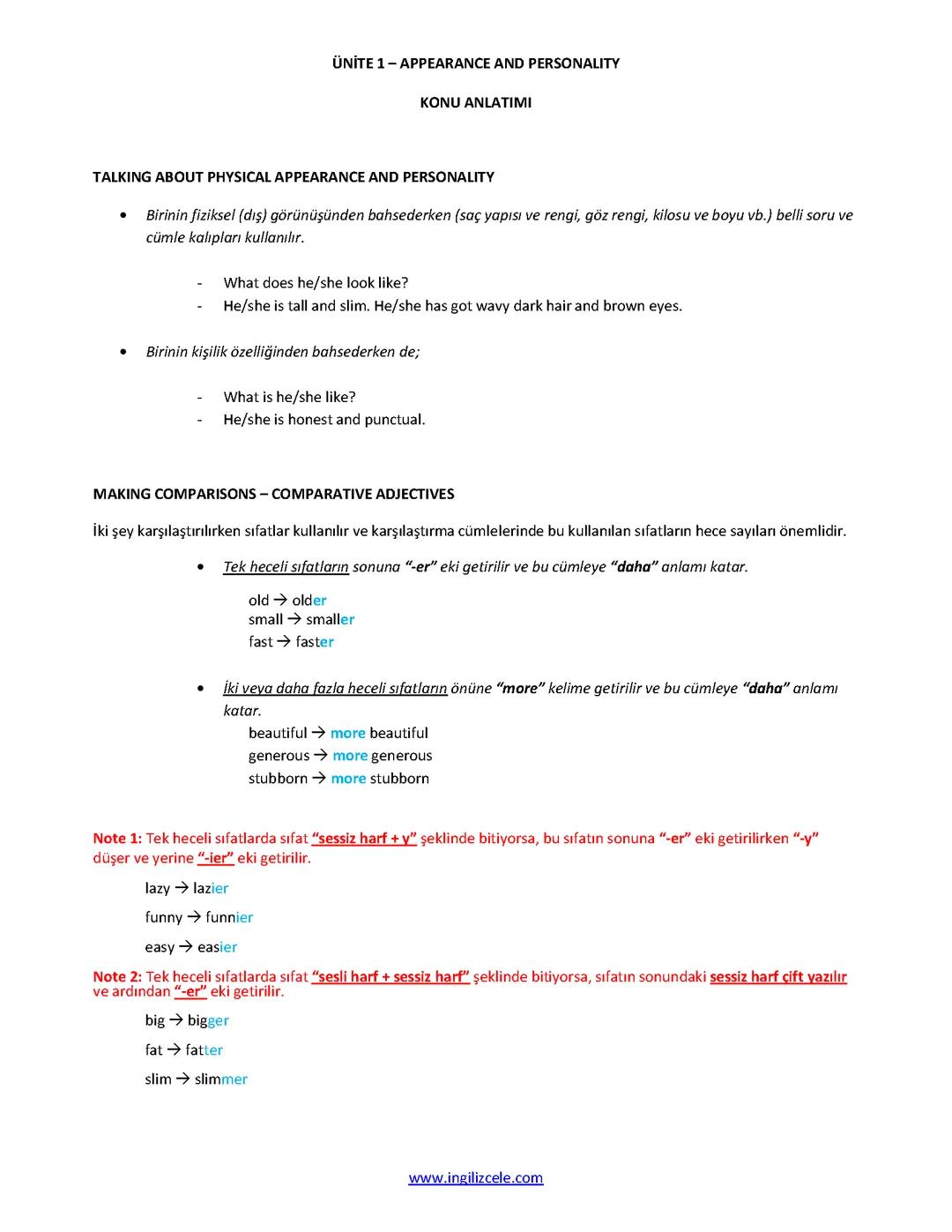 7.sınıf İngilizce