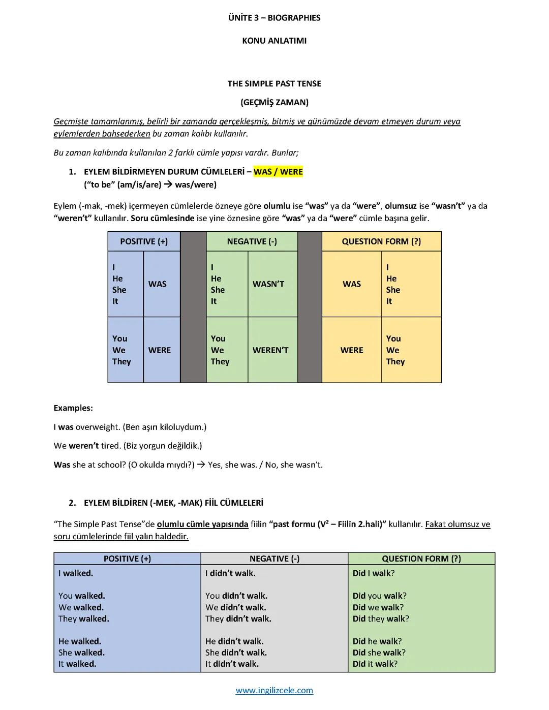 7.sınıf İngilizce