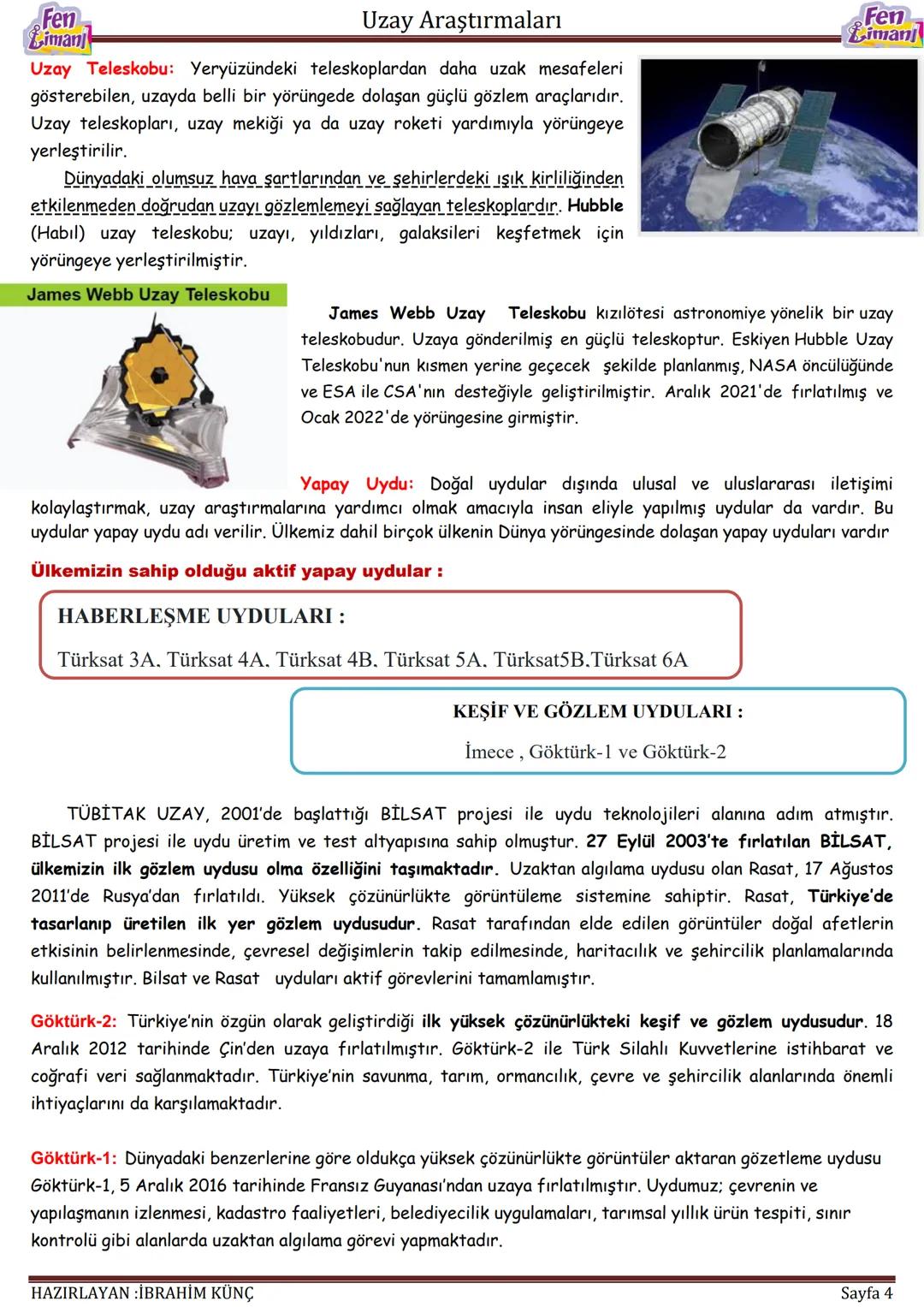 Fen
Limanj
# Uzay Araştırmaları
# UZAY
# ARAŞTIRMALARI
Konu/Kavramlar: Uydu, uzay kirliliği, gökyüzü gözlem araçları
F.7.1.1.1. Uzay tek