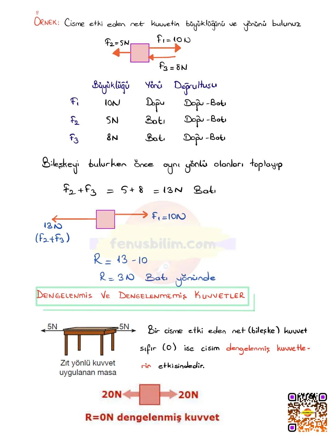 KUVVET VE HAREKET
Kazanımlar :
F. 6. 3. 1. Bileşke kuvvet
F. 6. 3. 1. 1. Bir cisme etki eden kuvvetin yönünü doğrultusunu ve büyüklüğünü
çiz