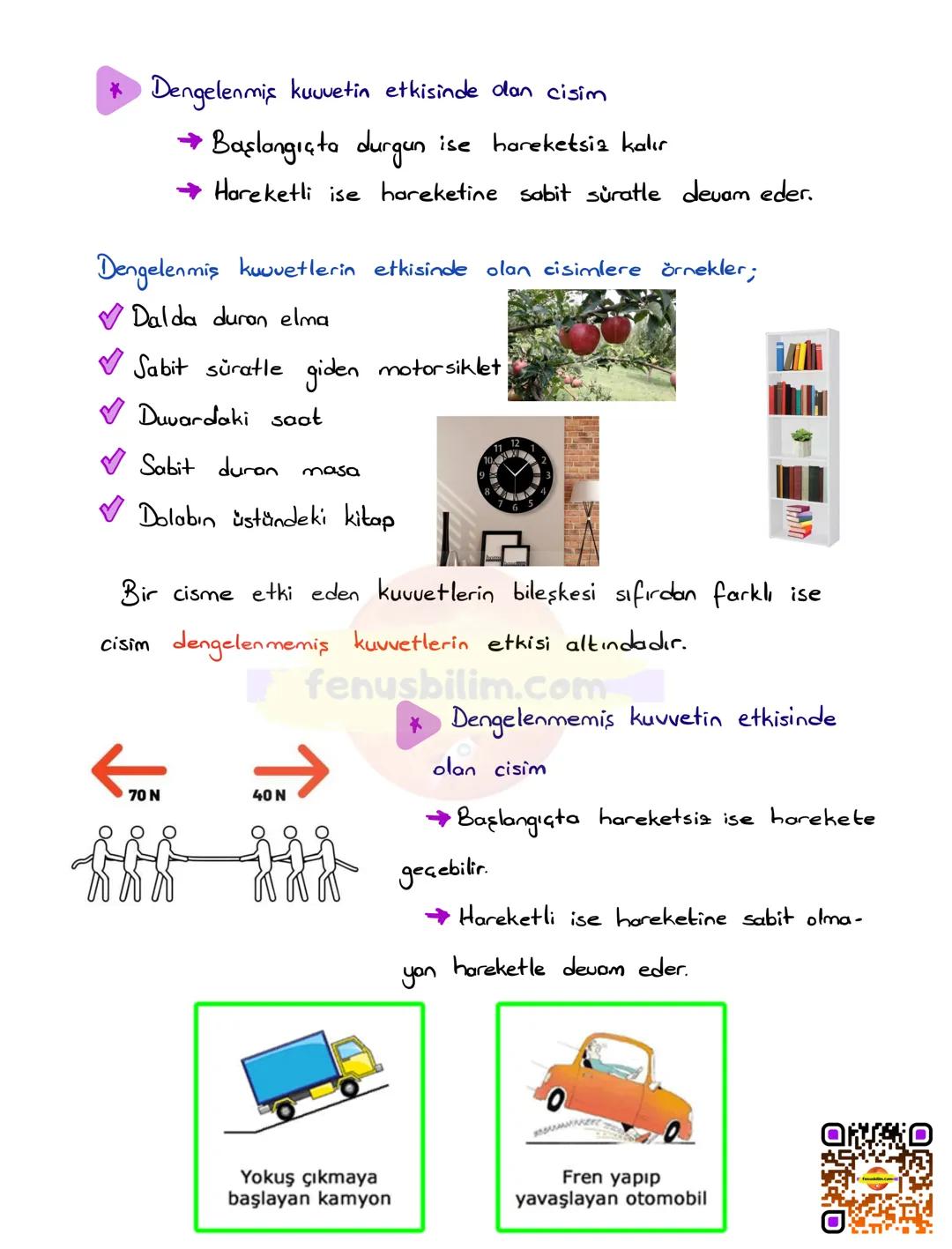 KUVVET VE HAREKET
Kazanımlar :
F. 6. 3. 1. Bileşke kuvvet
F. 6. 3. 1. 1. Bir cisme etki eden kuvvetin yönünü doğrultusunu ve büyüklüğünü
çiz