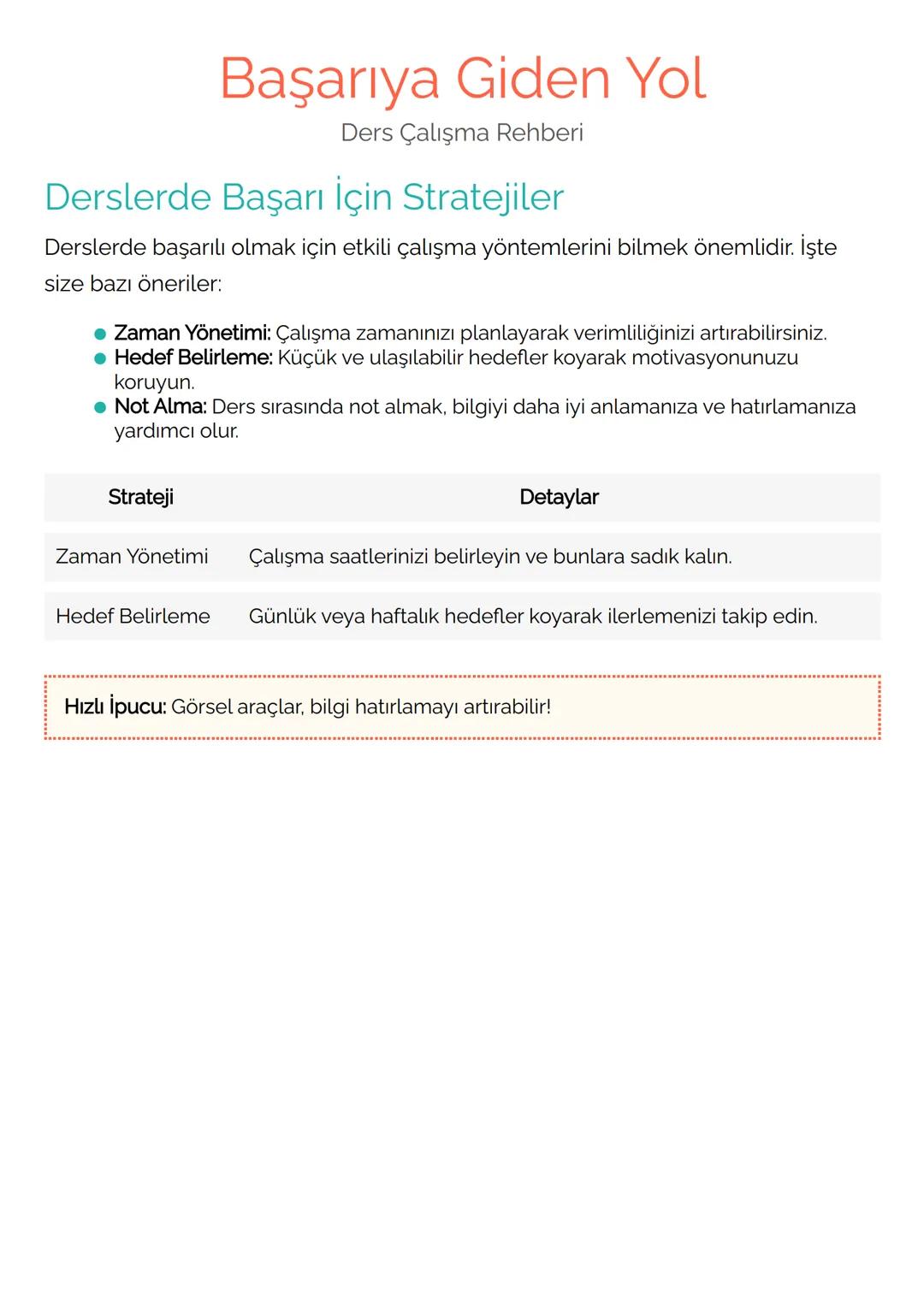 Başarıya Giden Yol: Ders Çalışma Rehberi